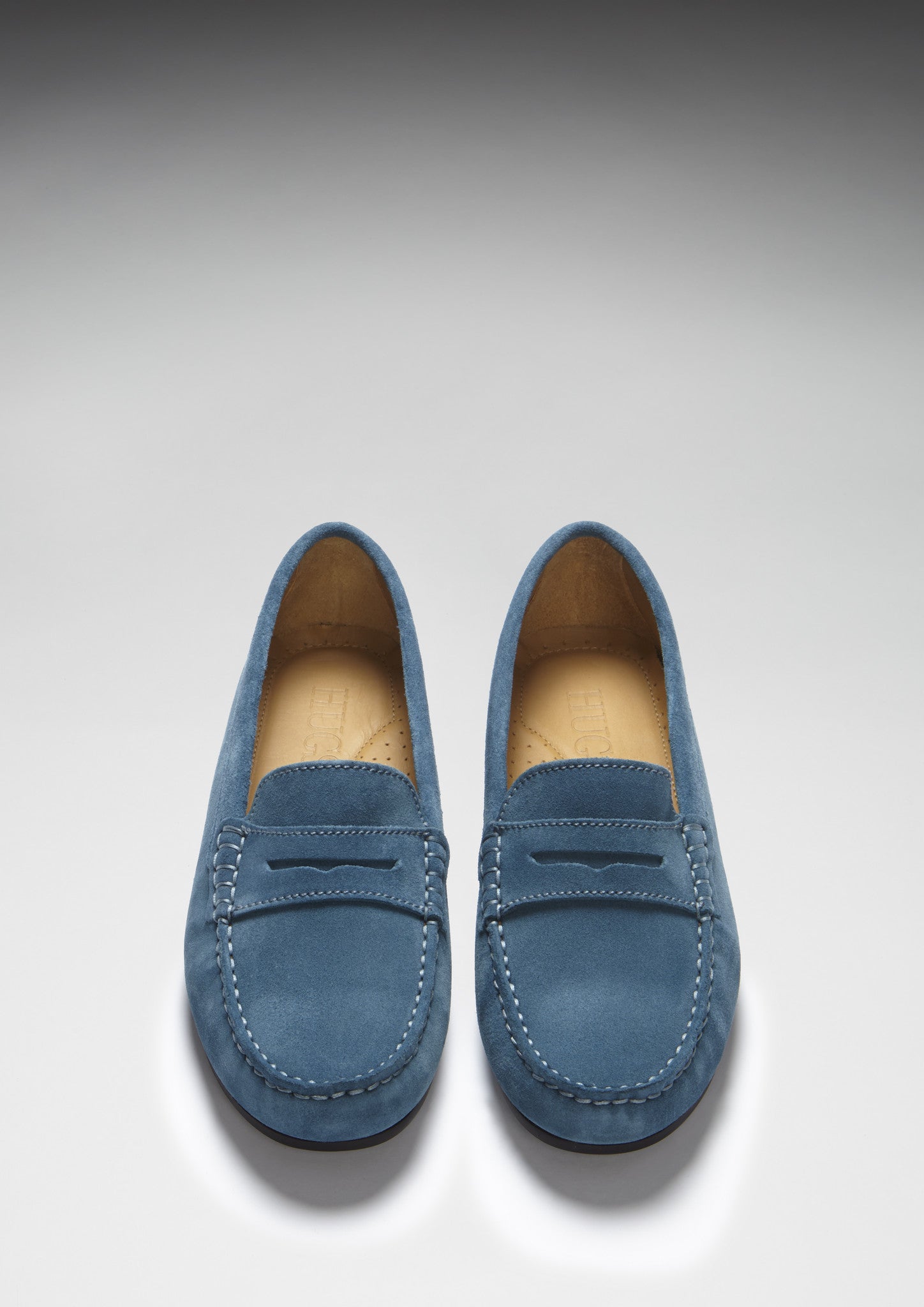 Women's Teal Suede Penny Driving Loafers with Rubber Sole
