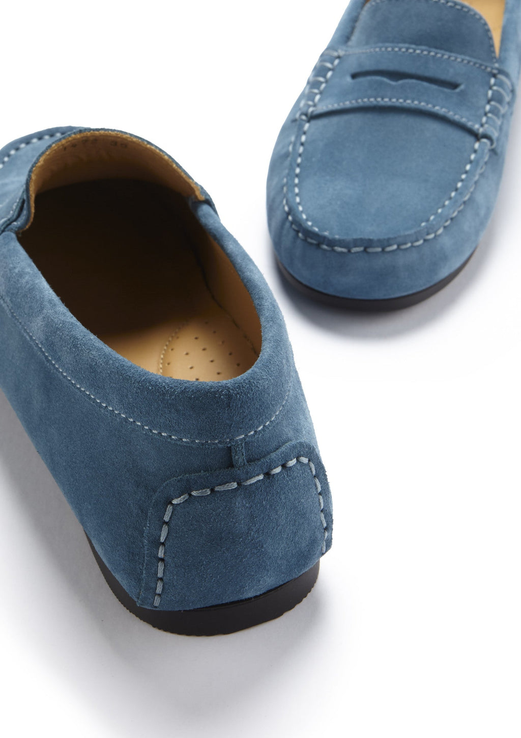 Women's Teal Suede Penny Driving Loafers with Rubber Sole