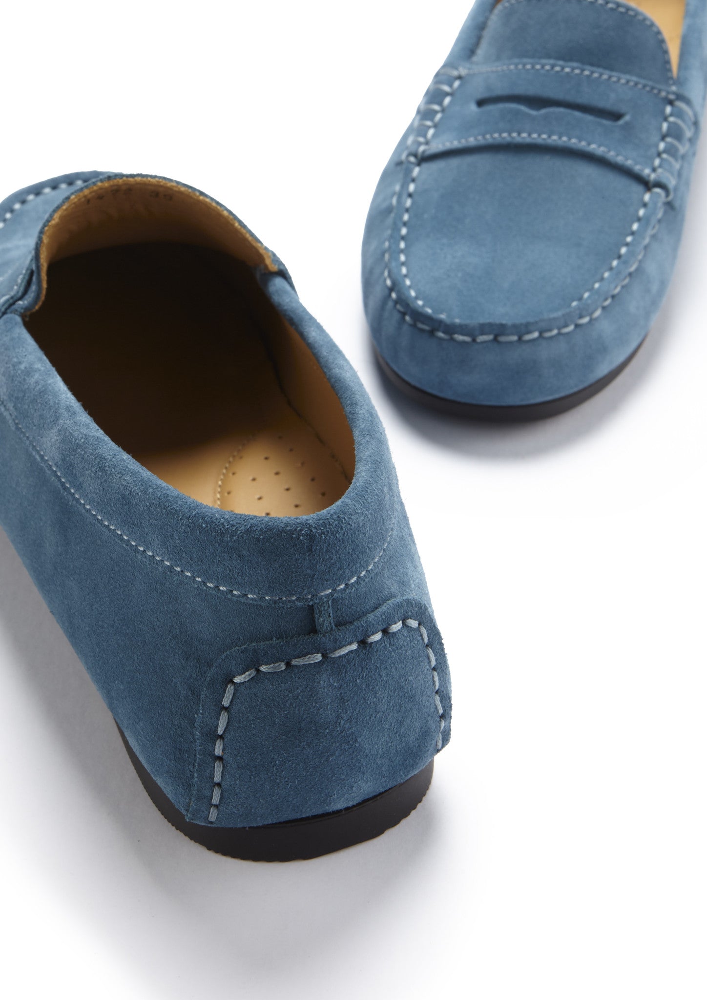 Women's Teal Suede Penny Driving Loafers with Rubber Sole