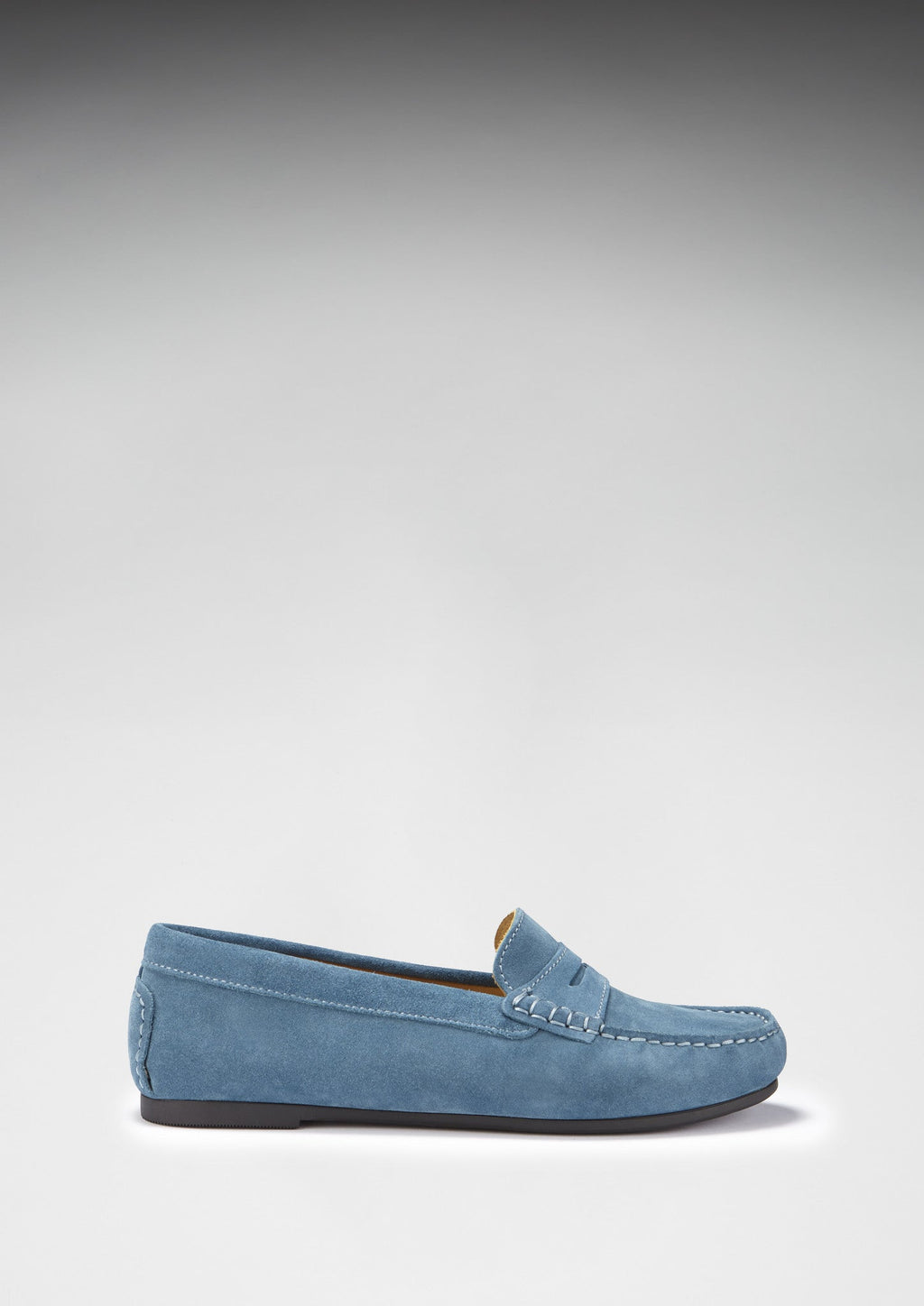 Women's Teal Suede Penny Driving Loafers with Rubber Sole