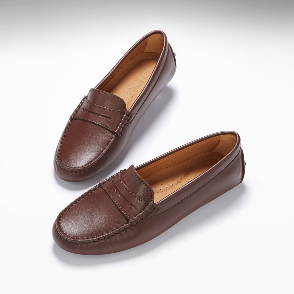 Women's Brown Leather Penny Loafers