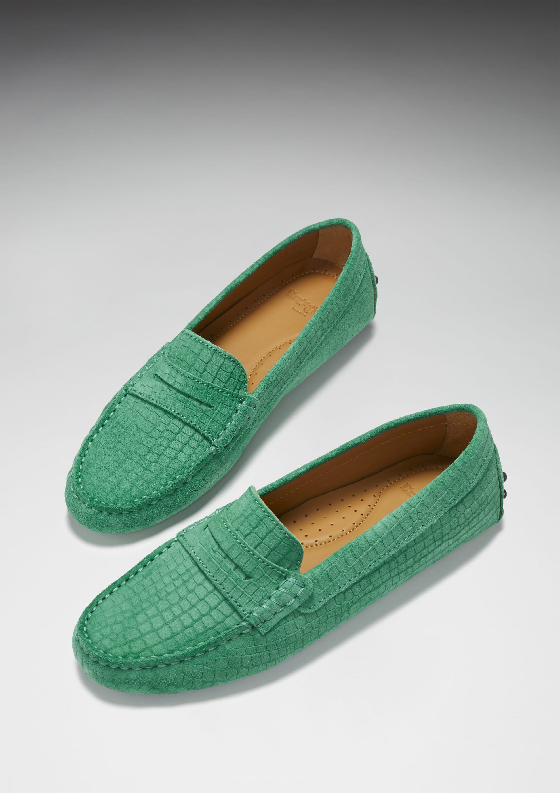 Women's Penny Driving Loafers in Emerald Suede