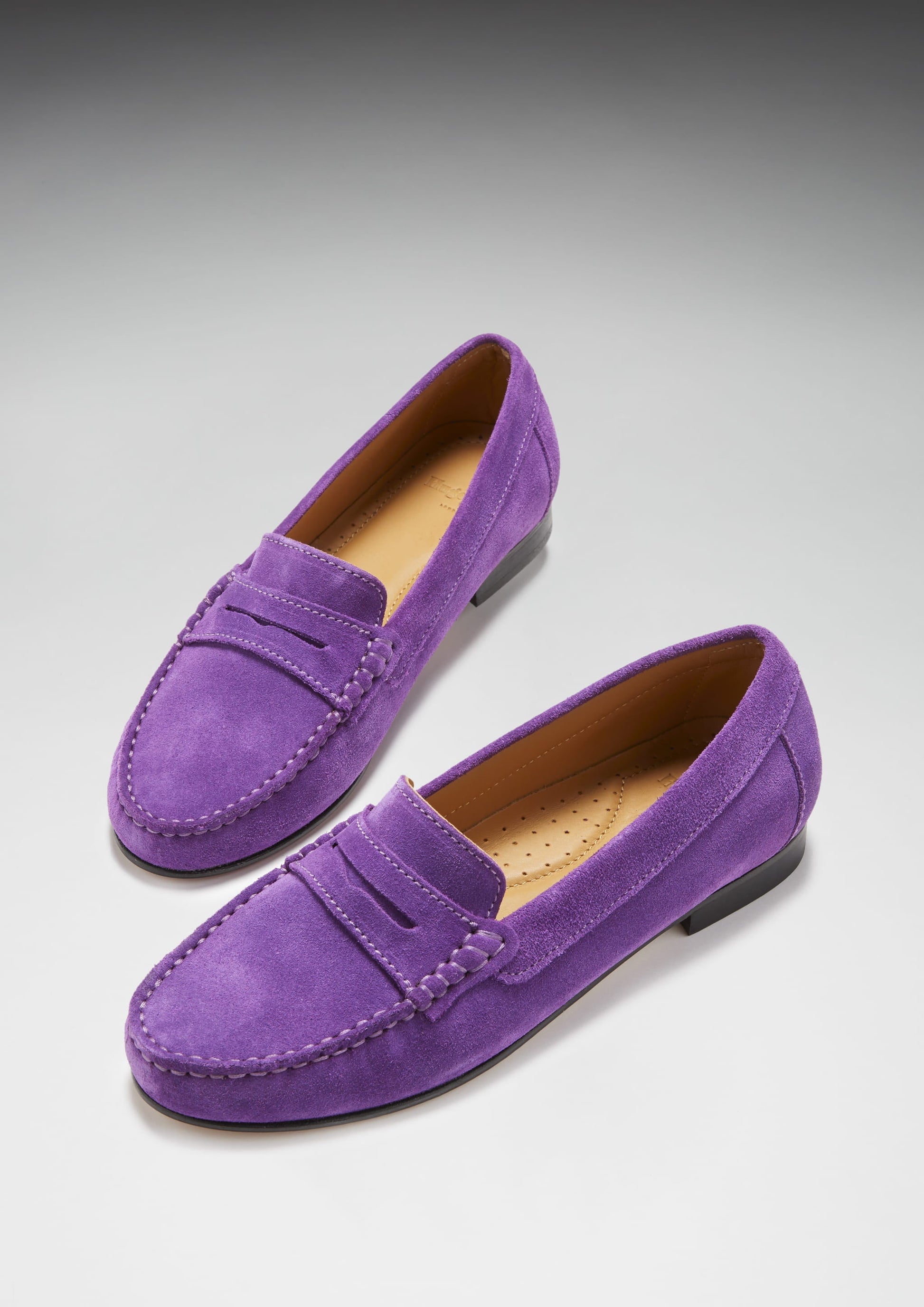 Women's Purple Suede Penny Loafers with Leather Sole