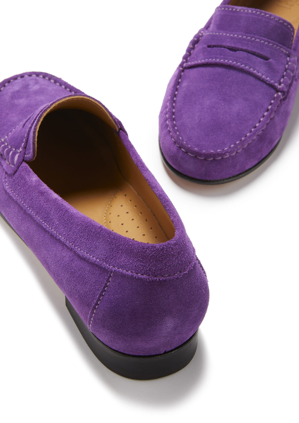 Women's Purple Suede Penny Loafers with Leather Sole