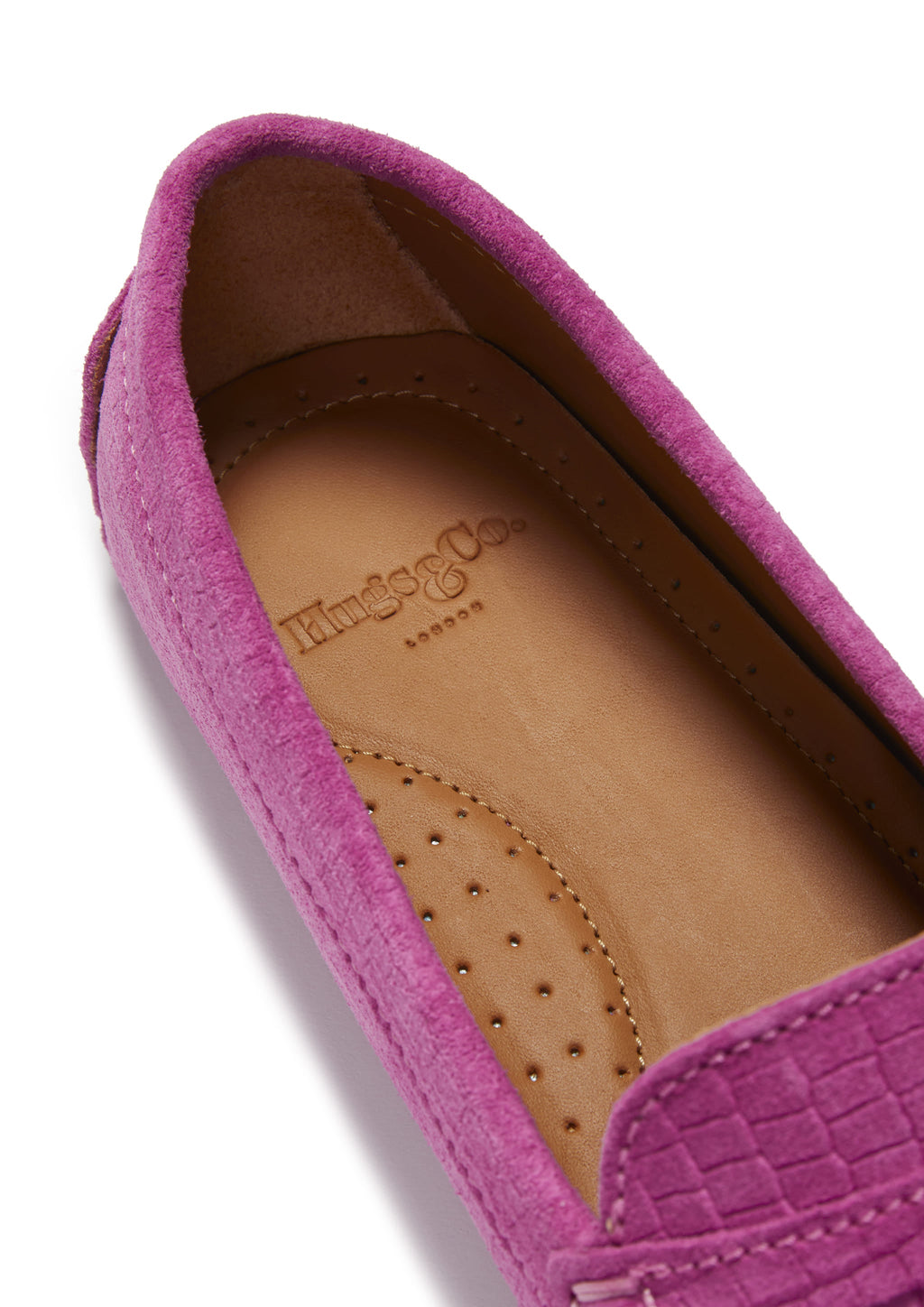 Women's Pink Suede Penny Driving Loafers