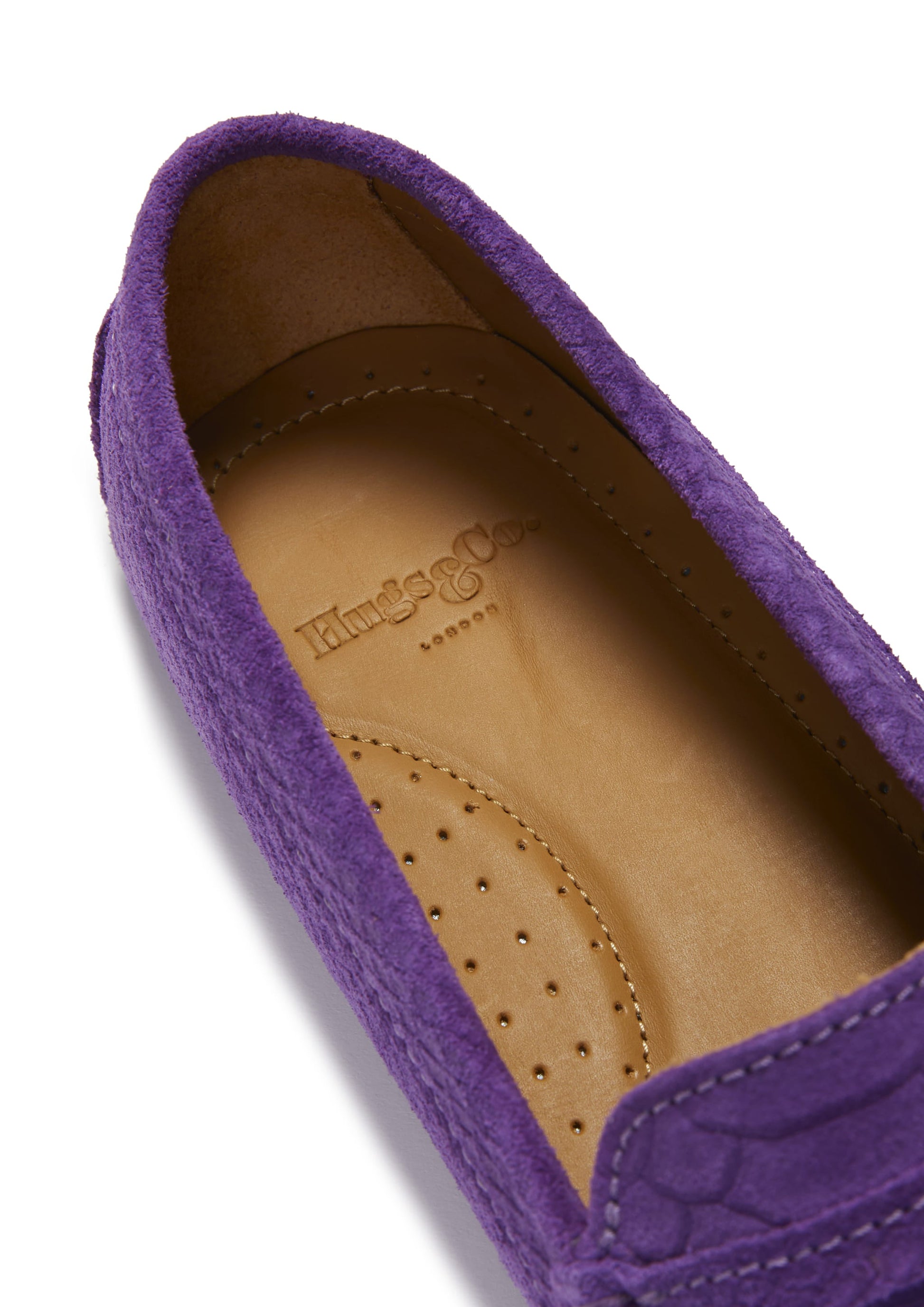 Women's Purple Penny Driving Loafers in Embossed Suede