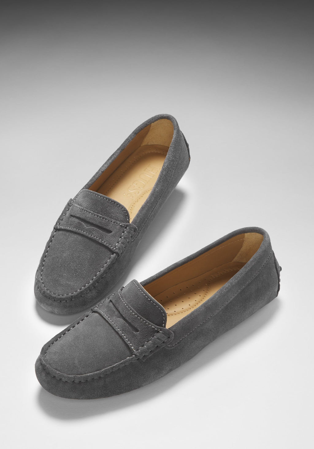 Women's Penny Driving Loafers in Slate Grey Suede