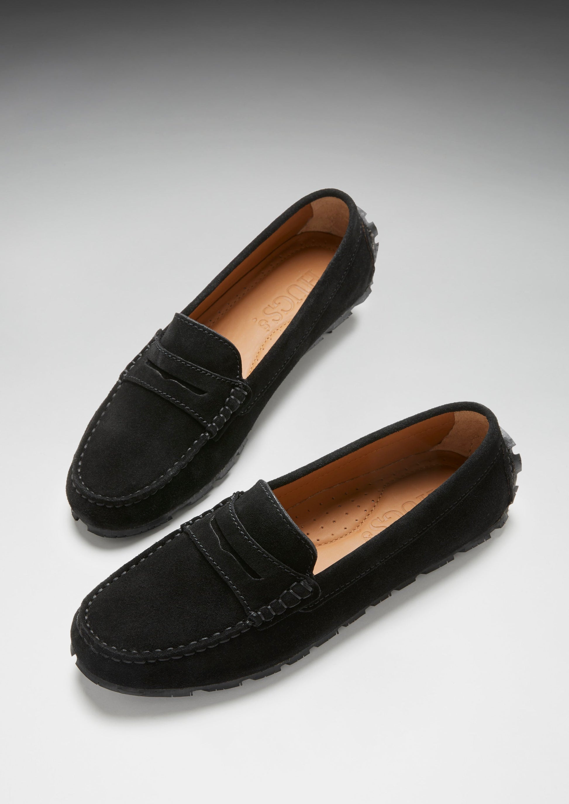 Women's Black Suede Penny Loafers
