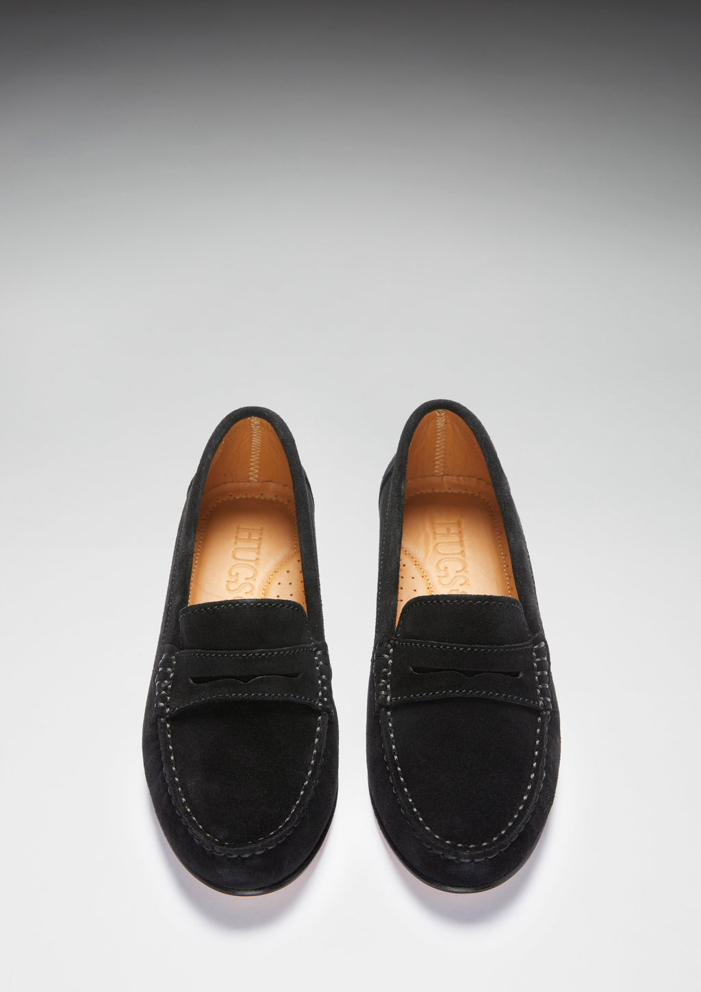 Women's Black Suede Penny Loafers with Leather Sole