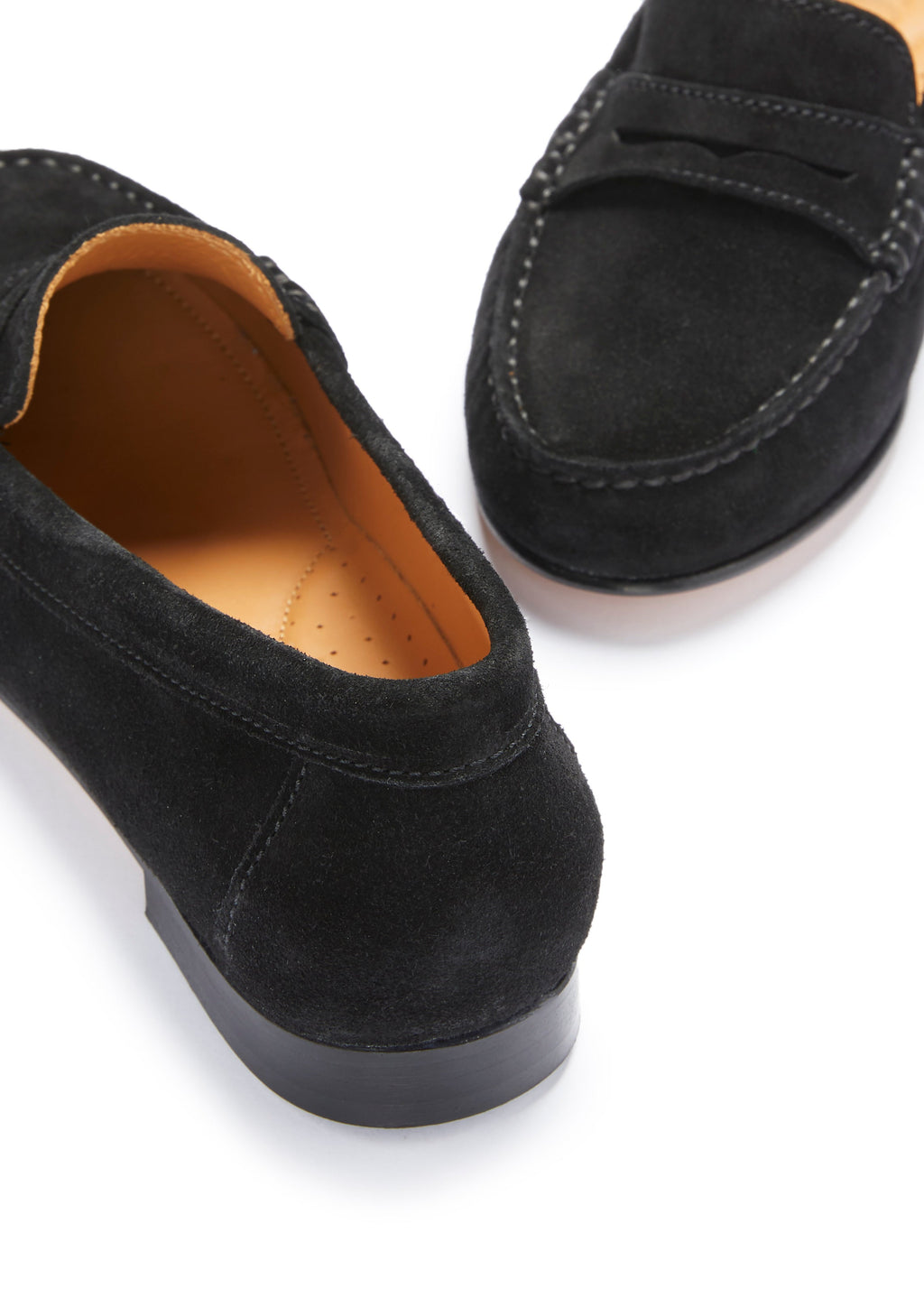 Women's Black Suede Penny Loafers with Leather Sole