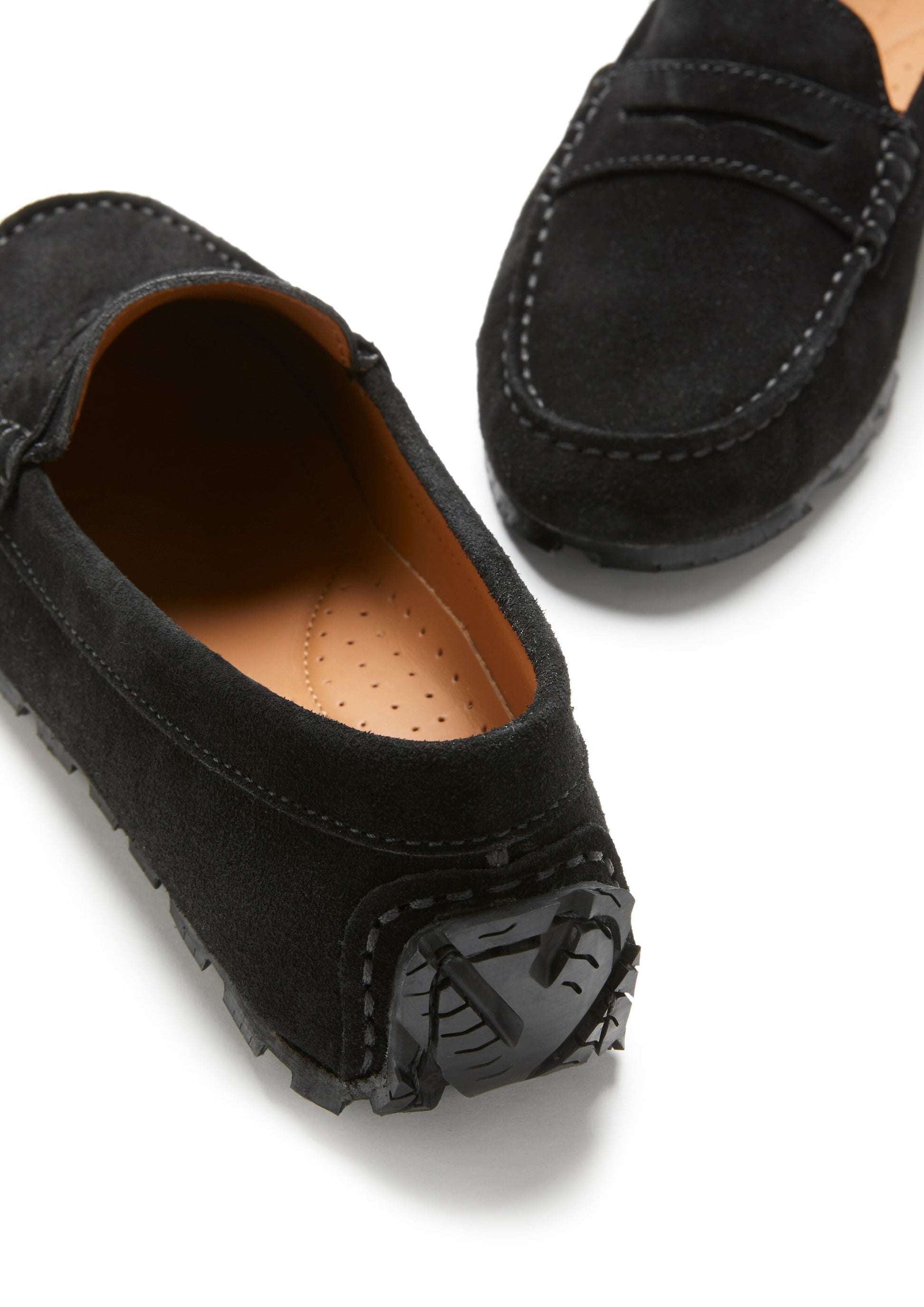Women's Black Suede Penny Loafers