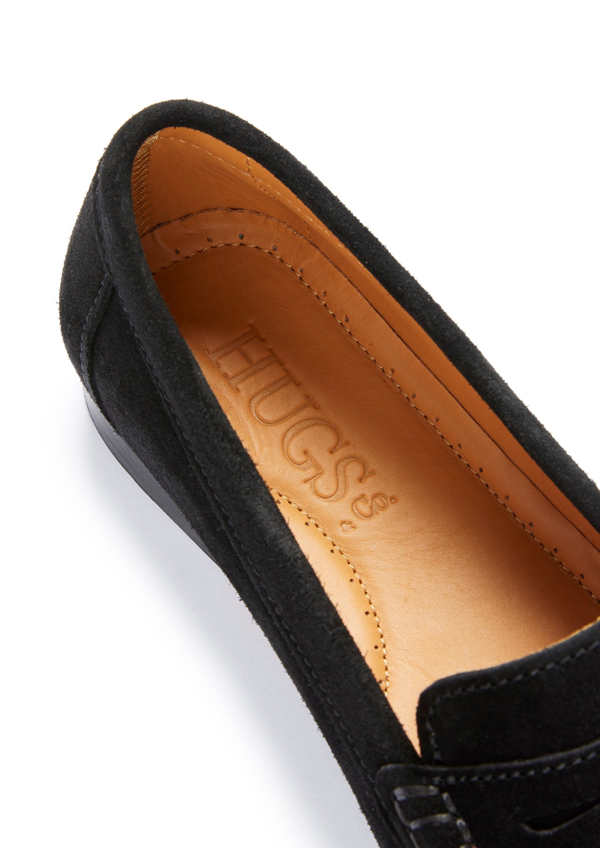 Women's Black Suede Penny Loafers with Leather Sole
