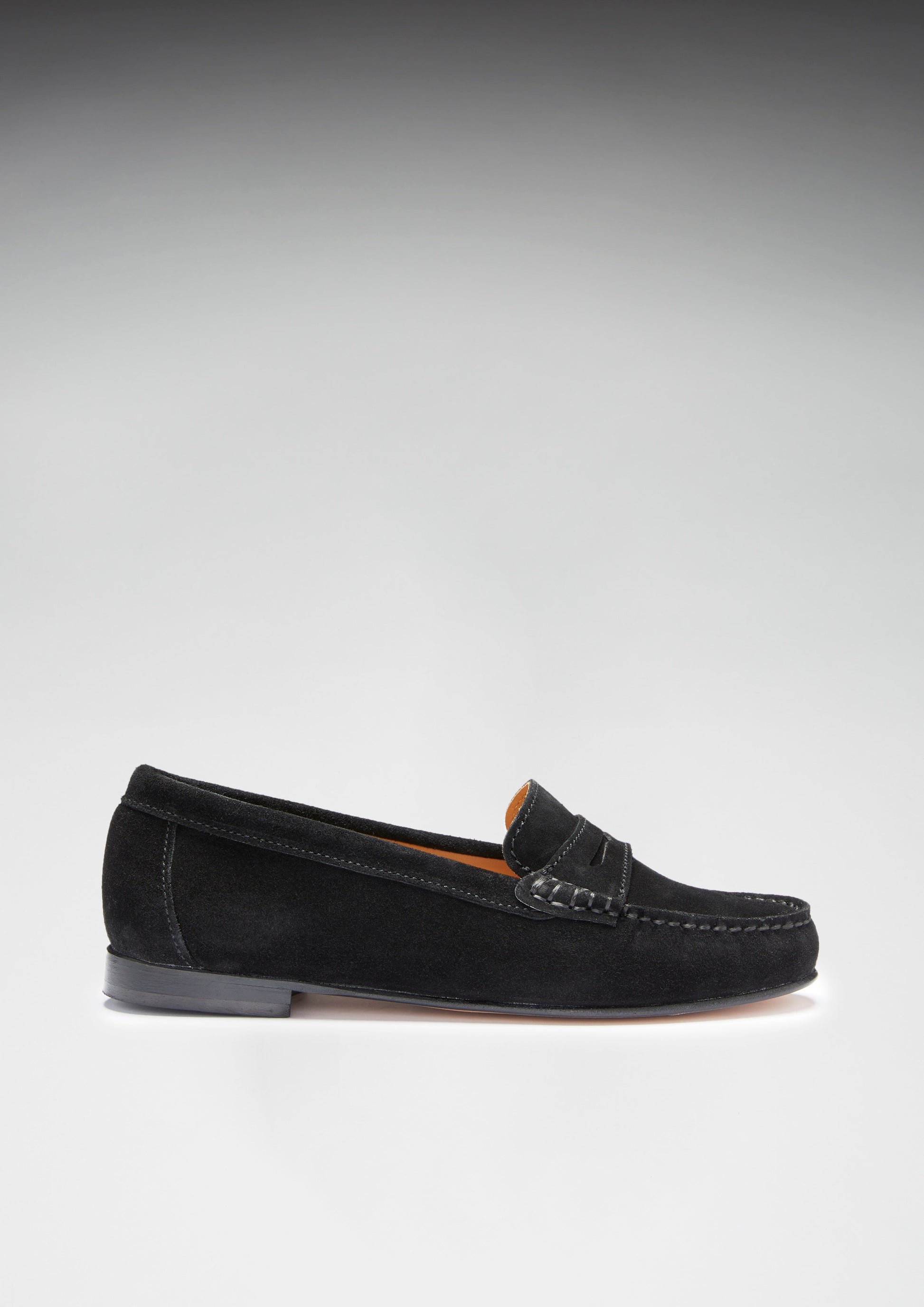 Women's Black Suede Penny Loafers with Leather Sole