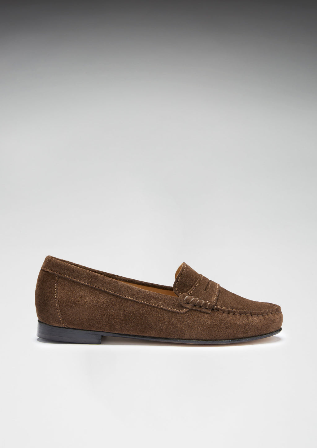 Women's Brown Suede Penny Loafers with Leather Sole