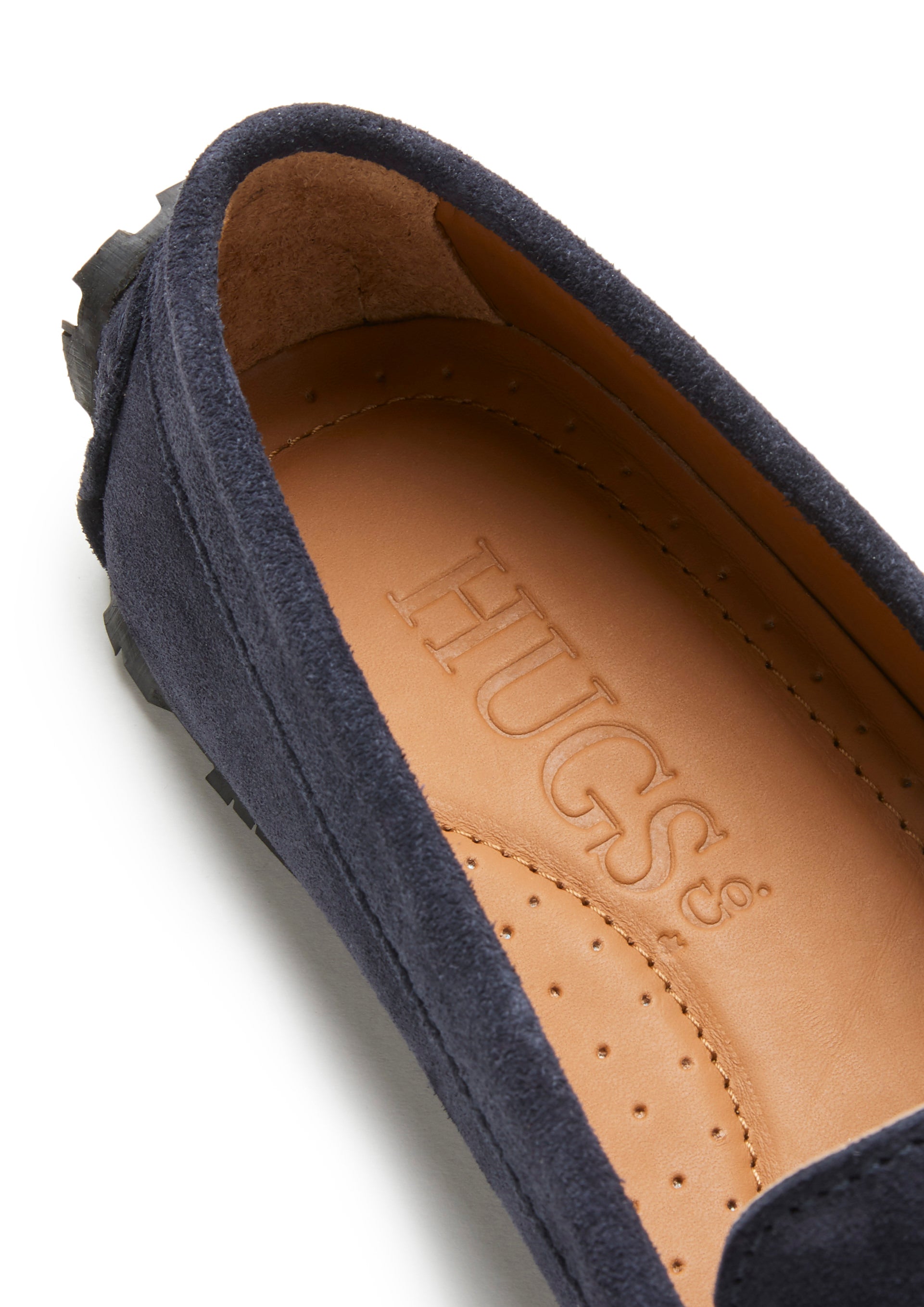 Women's Navy Blue Suede Penny Loafers with Recycled Tyre Sole