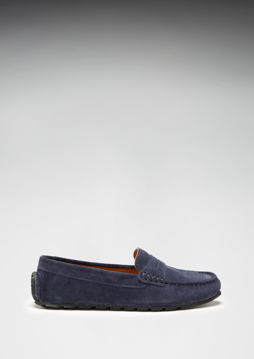 Women's Navy Blue Suede Penny Loafers with Recycled Tyre Sole