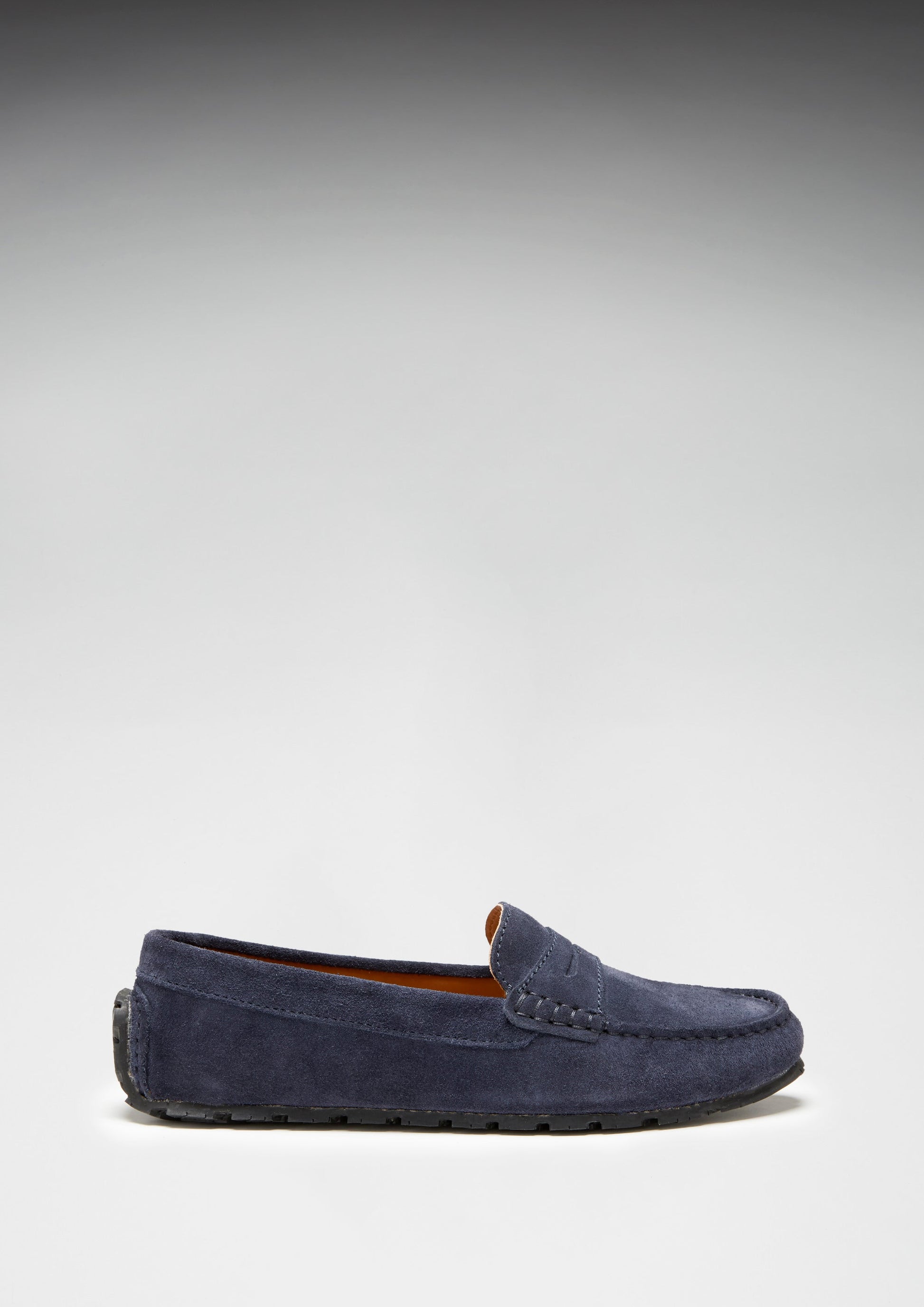 Women's Navy Blue Suede Penny Loafers with Recycled Tyre Sole