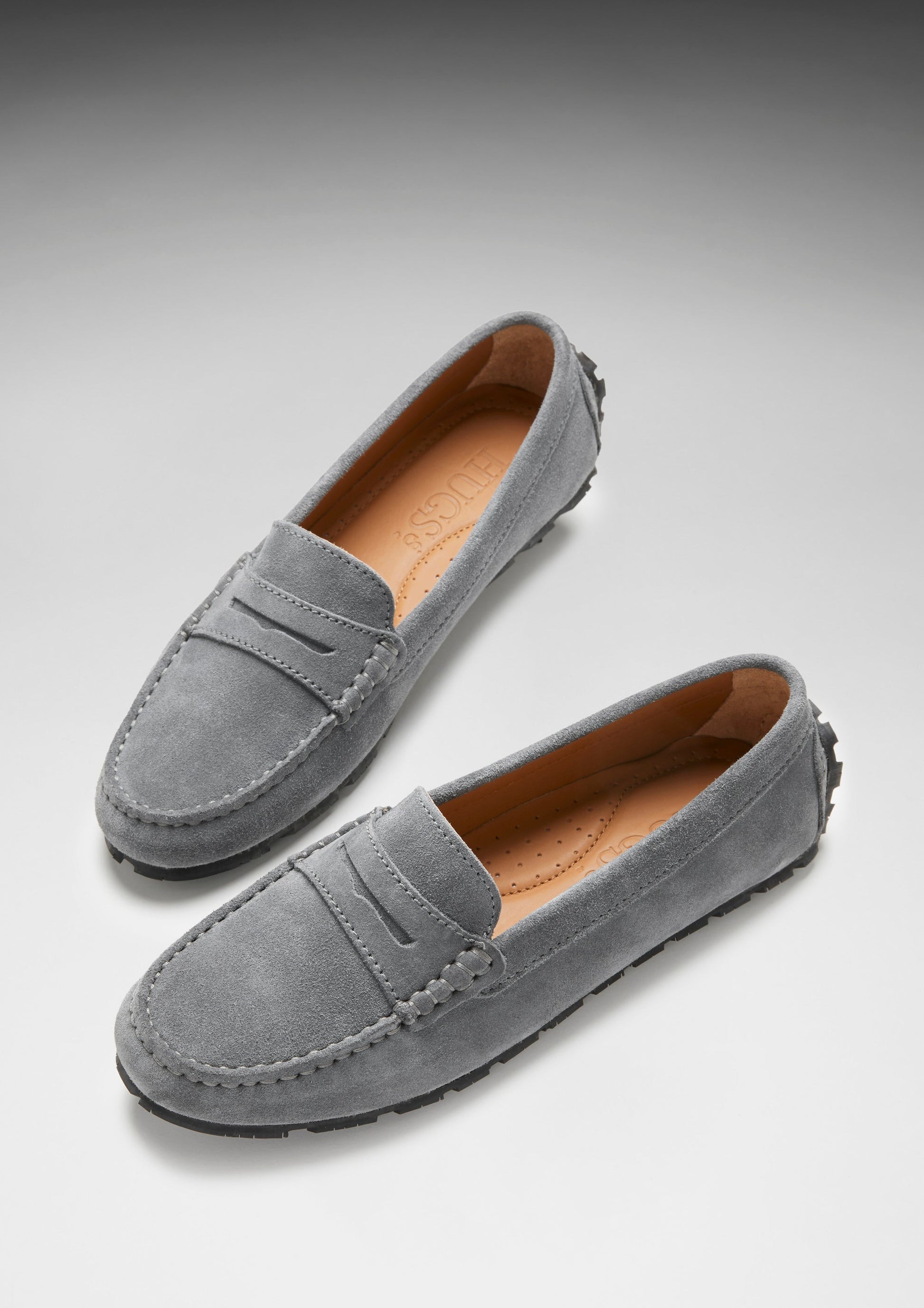 Women's Slate Grey Suede Penny Loafers