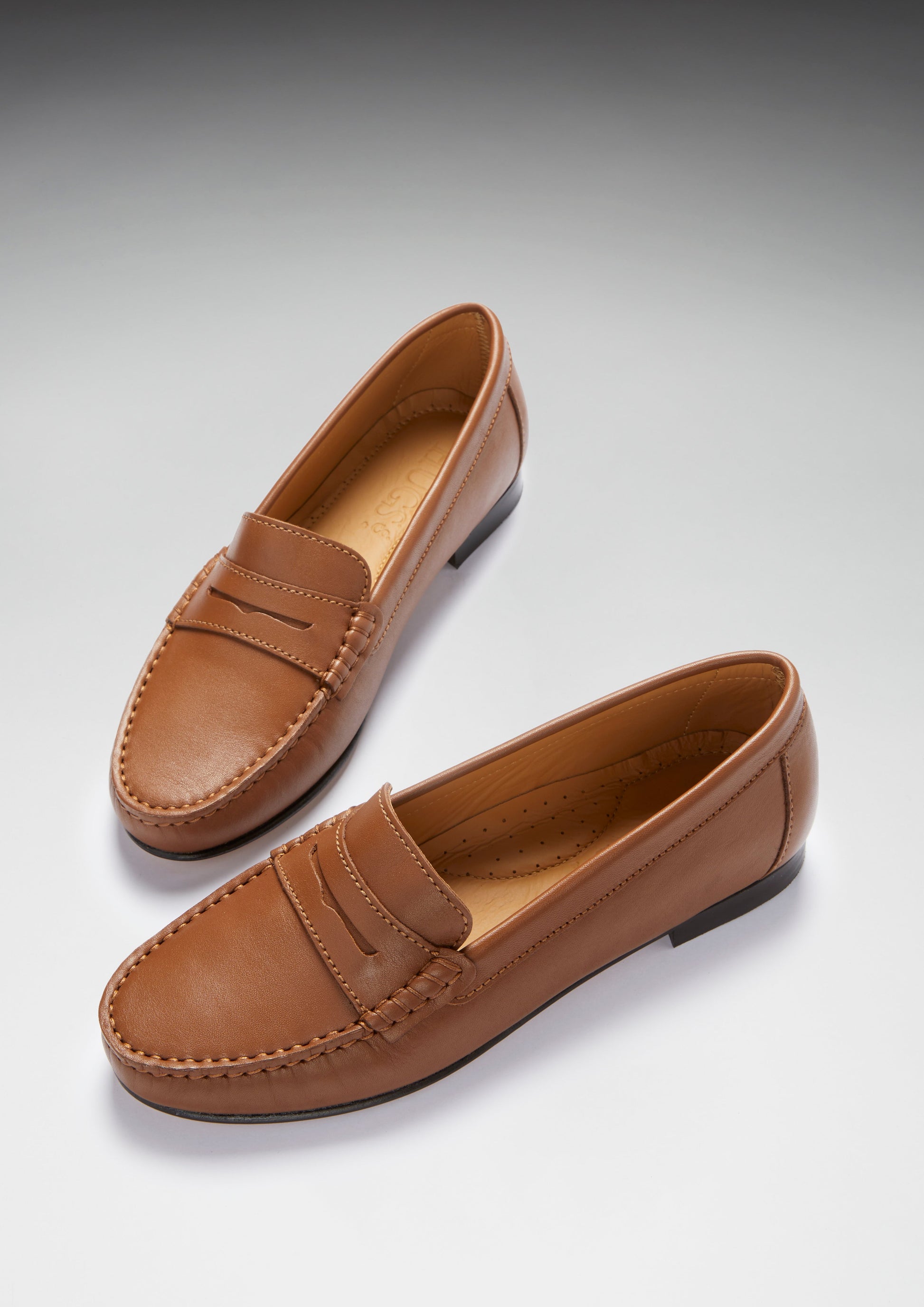 Women's Tan Leather Penny Loafers