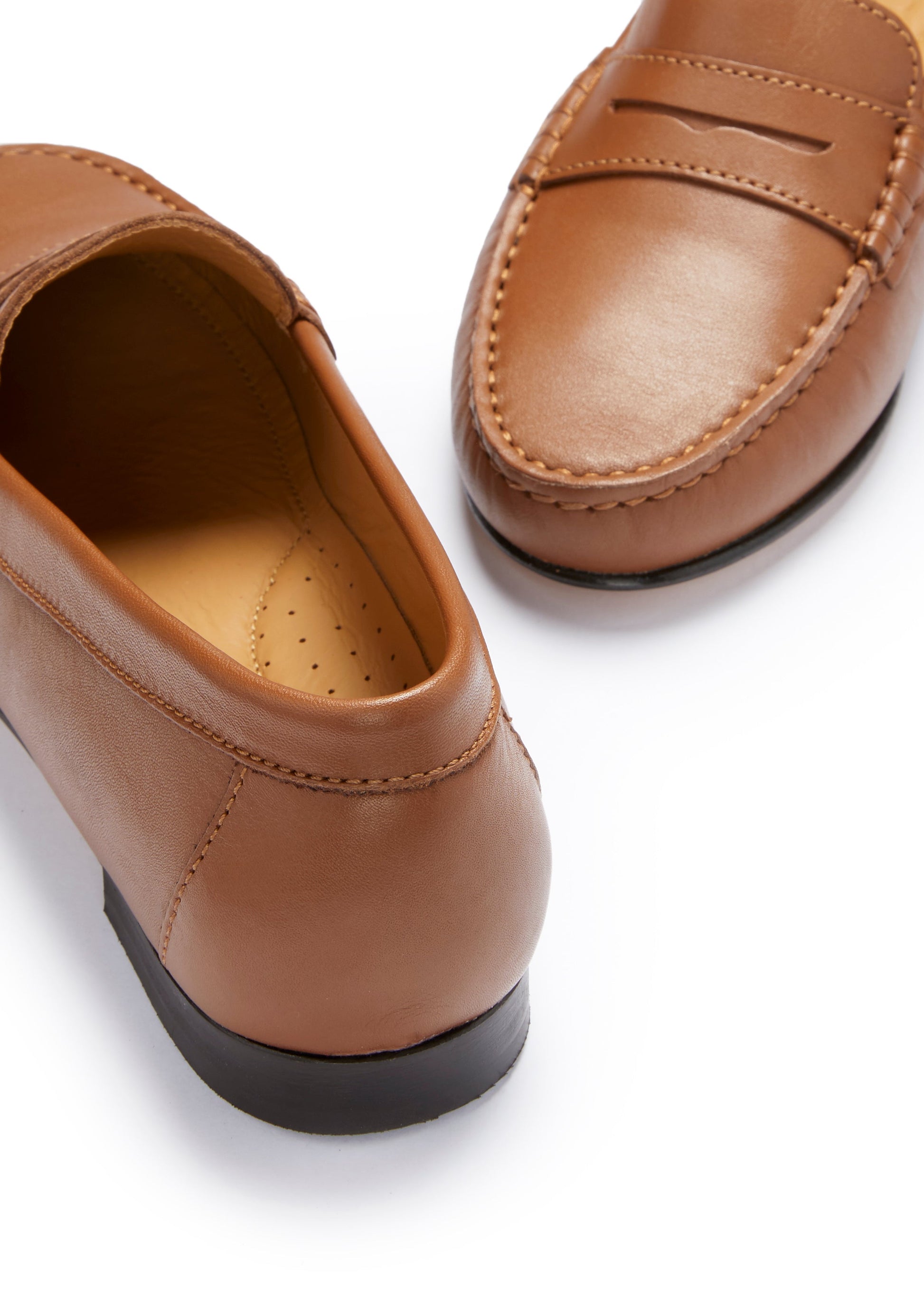 Women's Tan Leather Penny Loafers