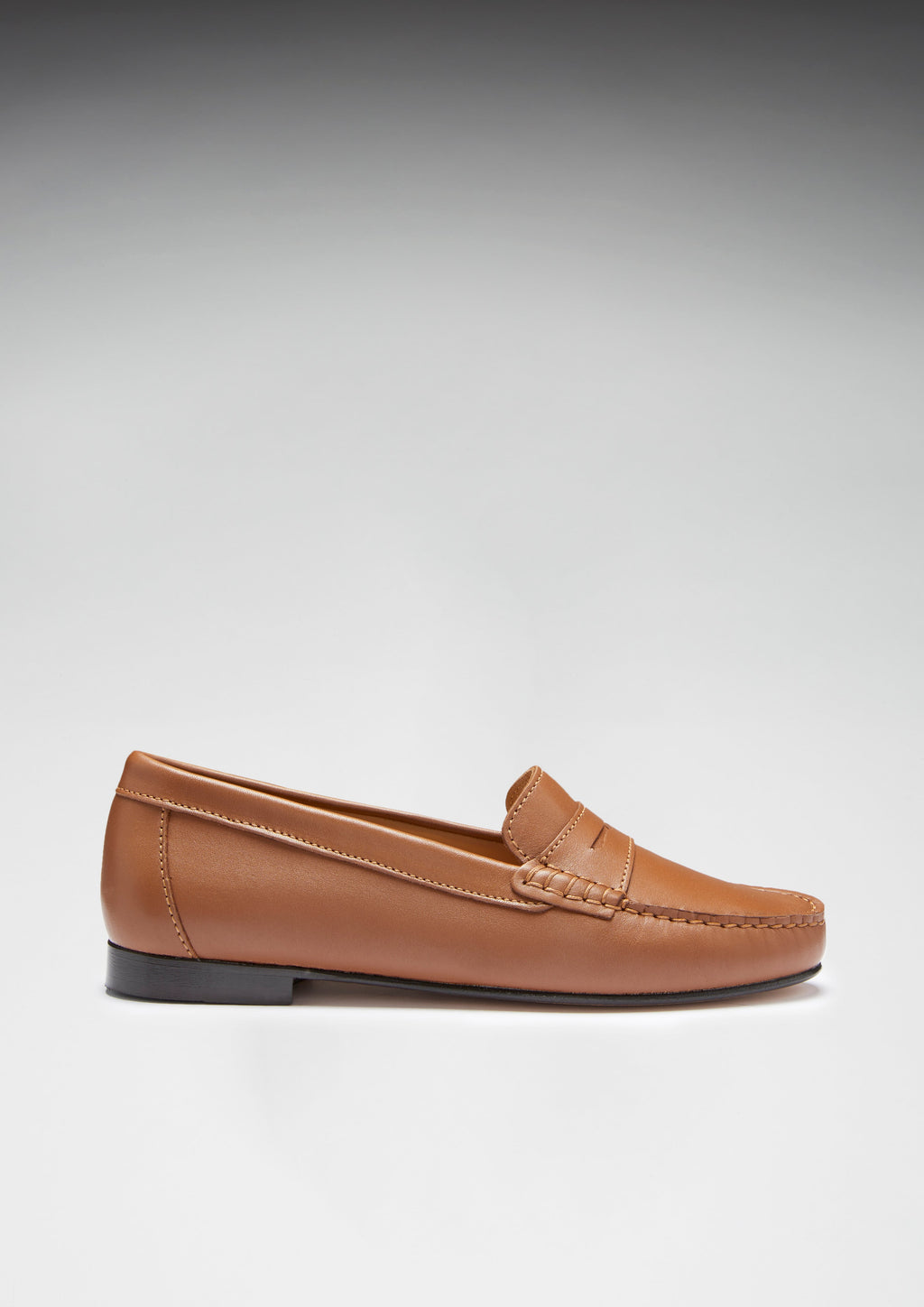 Women's Tan Leather Penny Loafers