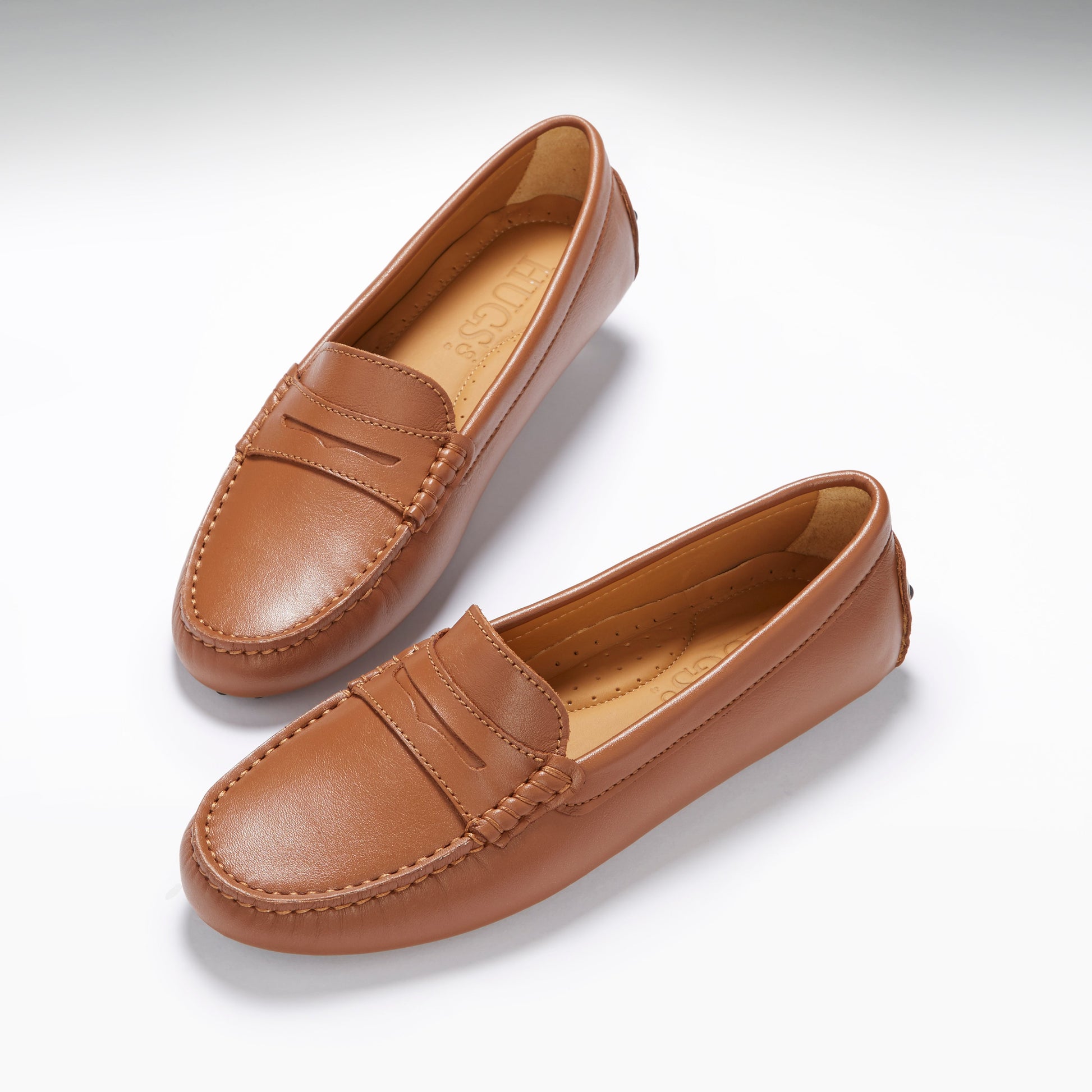 Women's Tan Leather Penny Driving Loafers