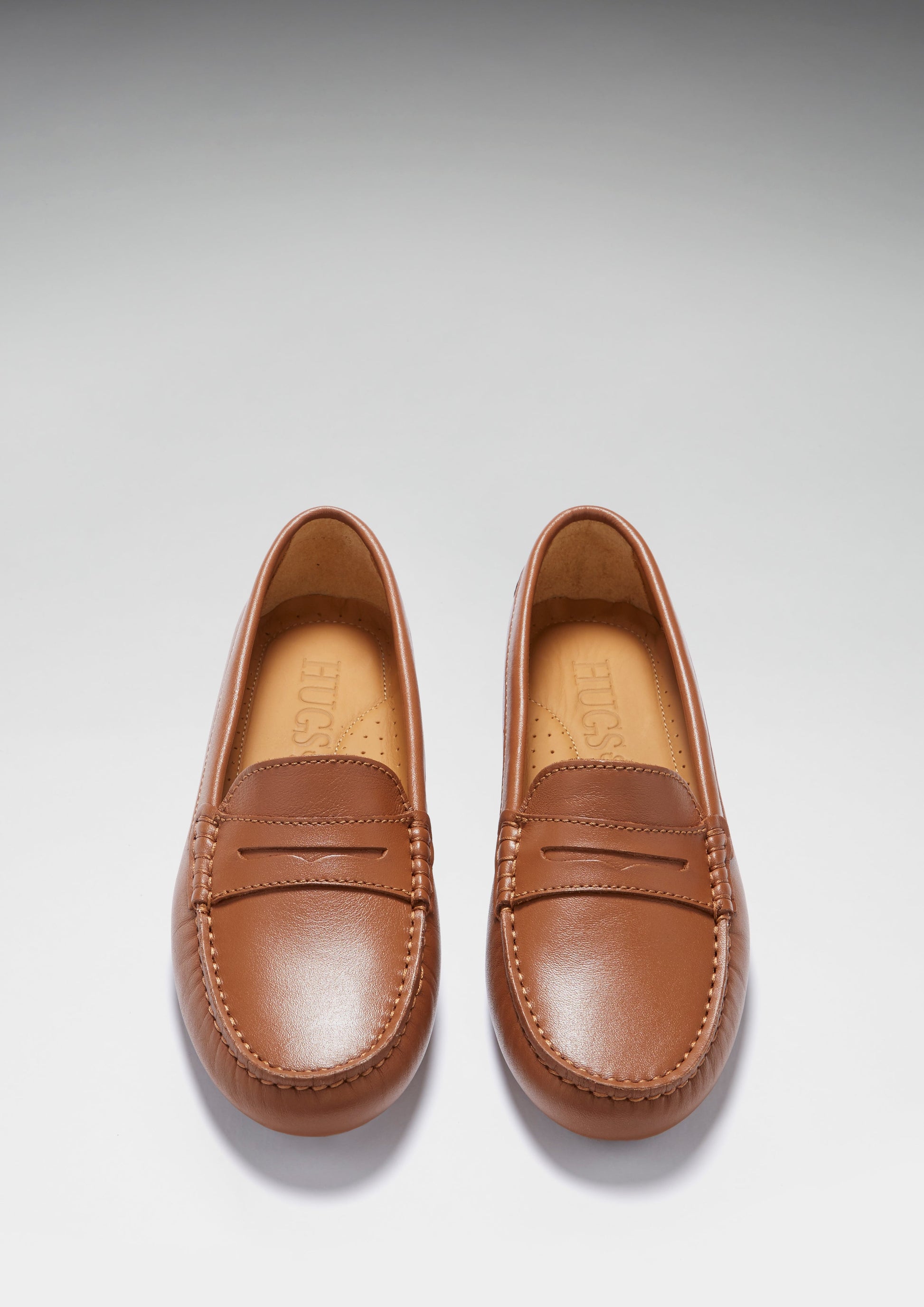 Women's Tan Leather Penny Driving Loafers