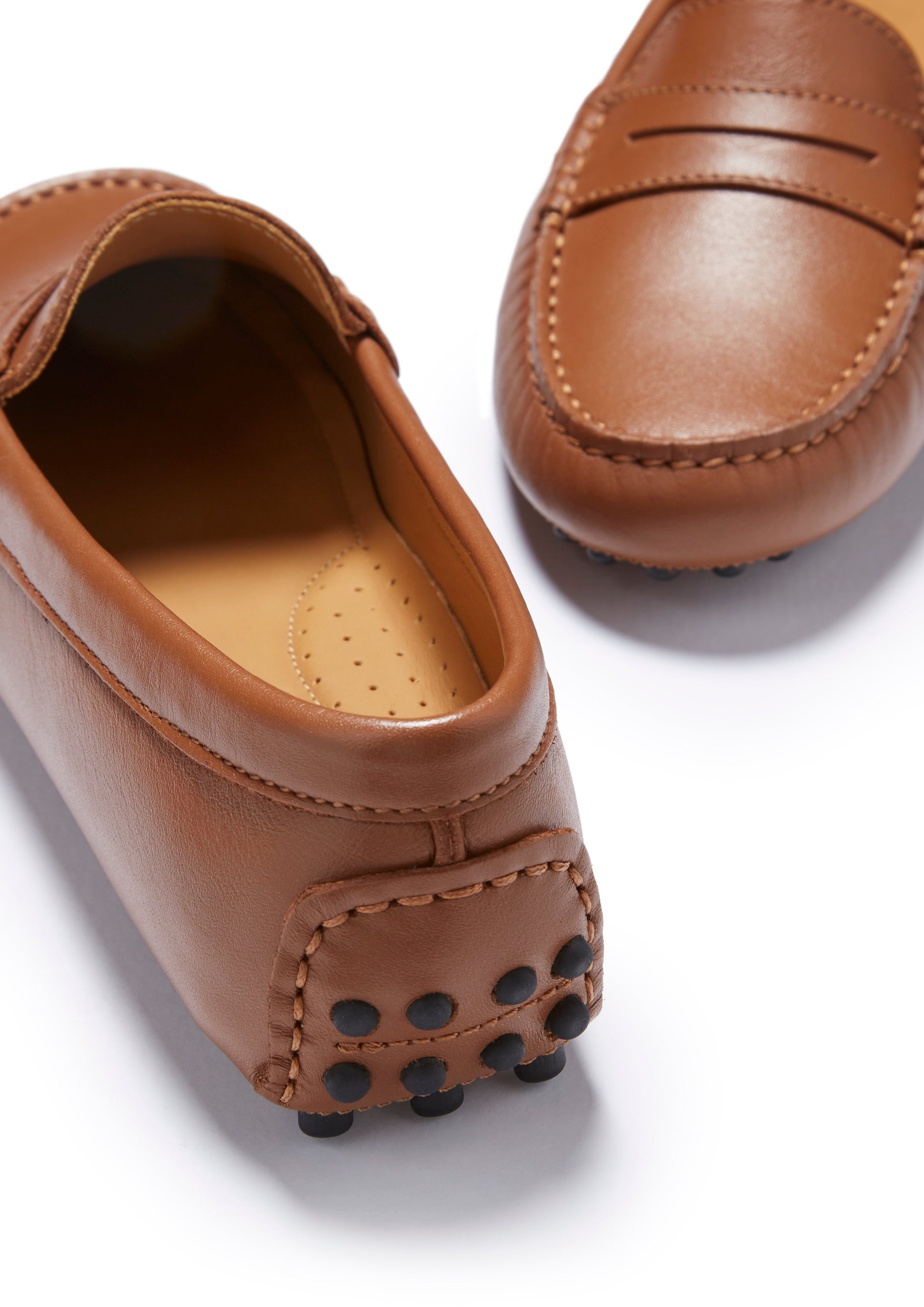 Women's Tan Leather Penny Driving Loafers