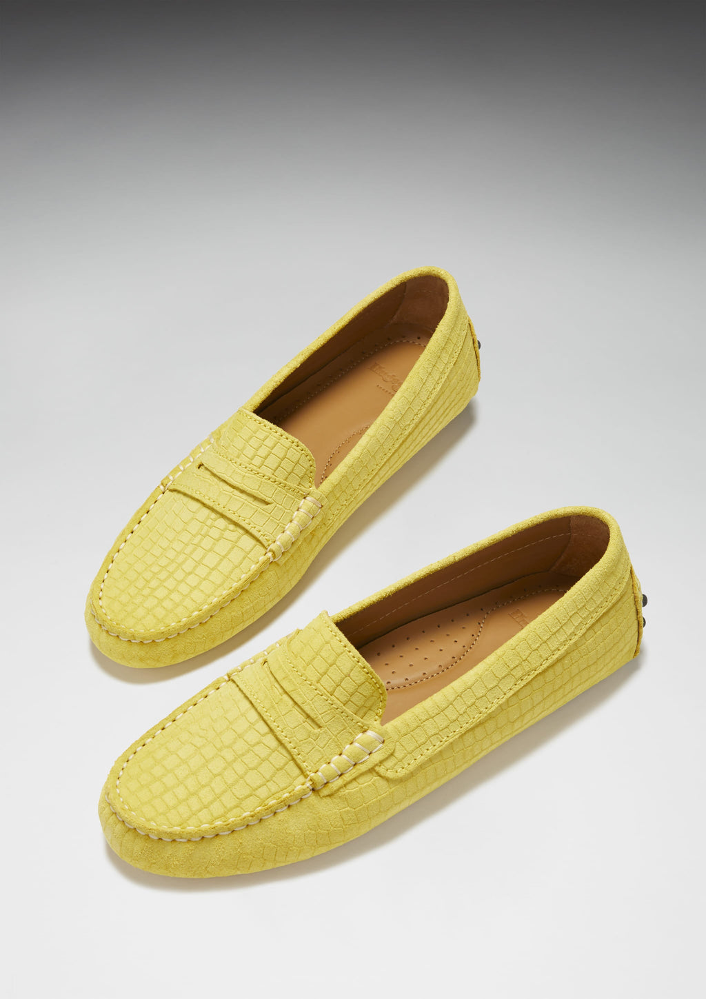 Women's Yellow Suede Penny Driving Loafers