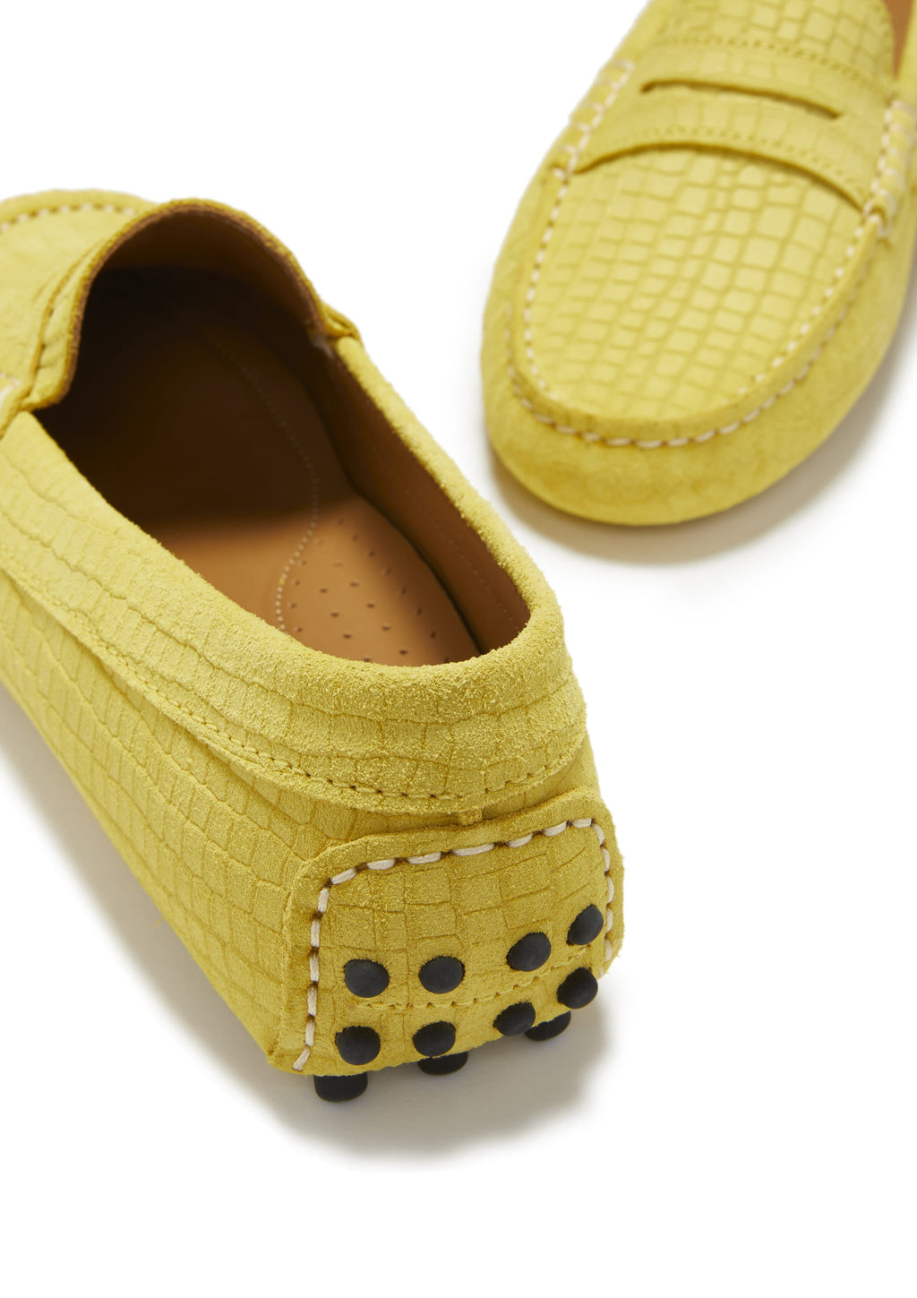 Women's Yellow Suede Penny Driving Loafers