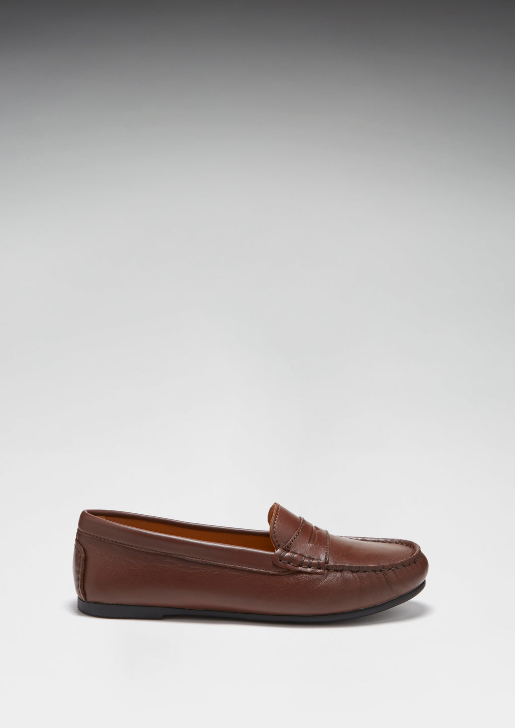Women's Penny Driving Loafers in Brown Leather with Rubber Sole