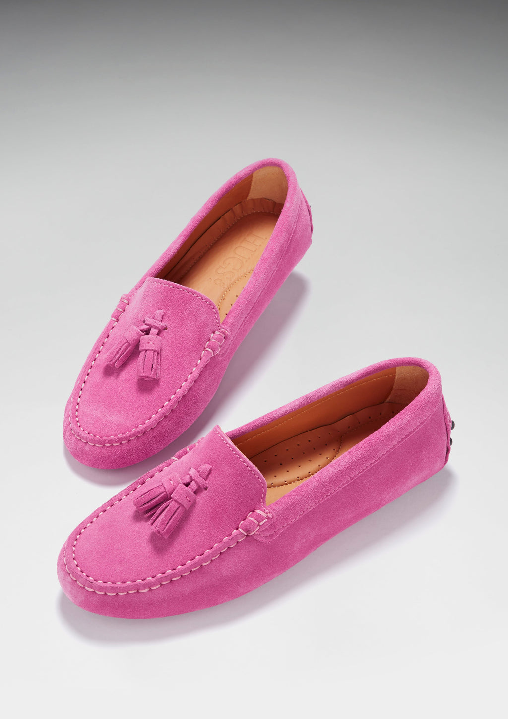 Women's Pink Suede Tasselled Driving Loafers