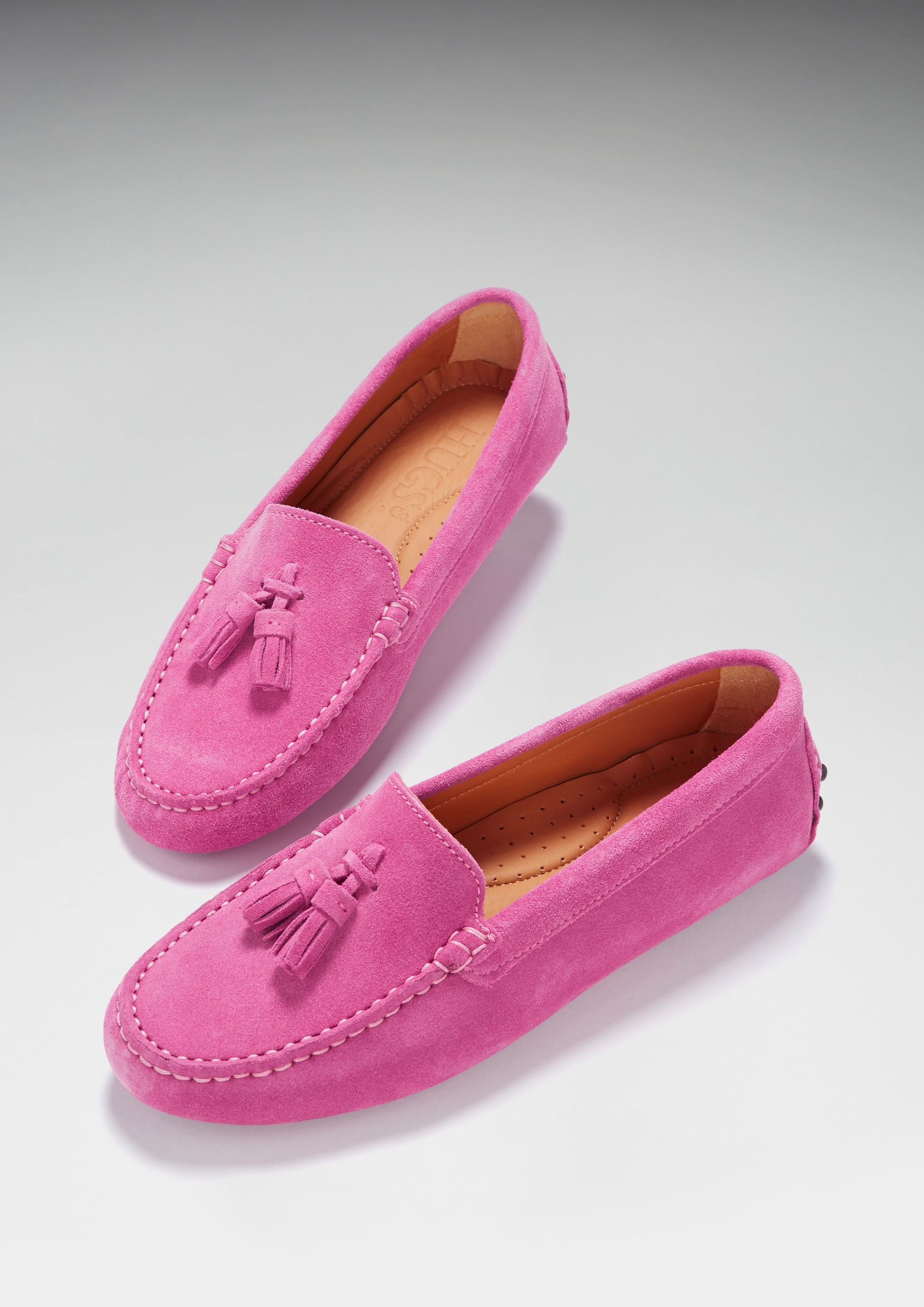 Women's Pink Suede Tasselled Driving Loafers