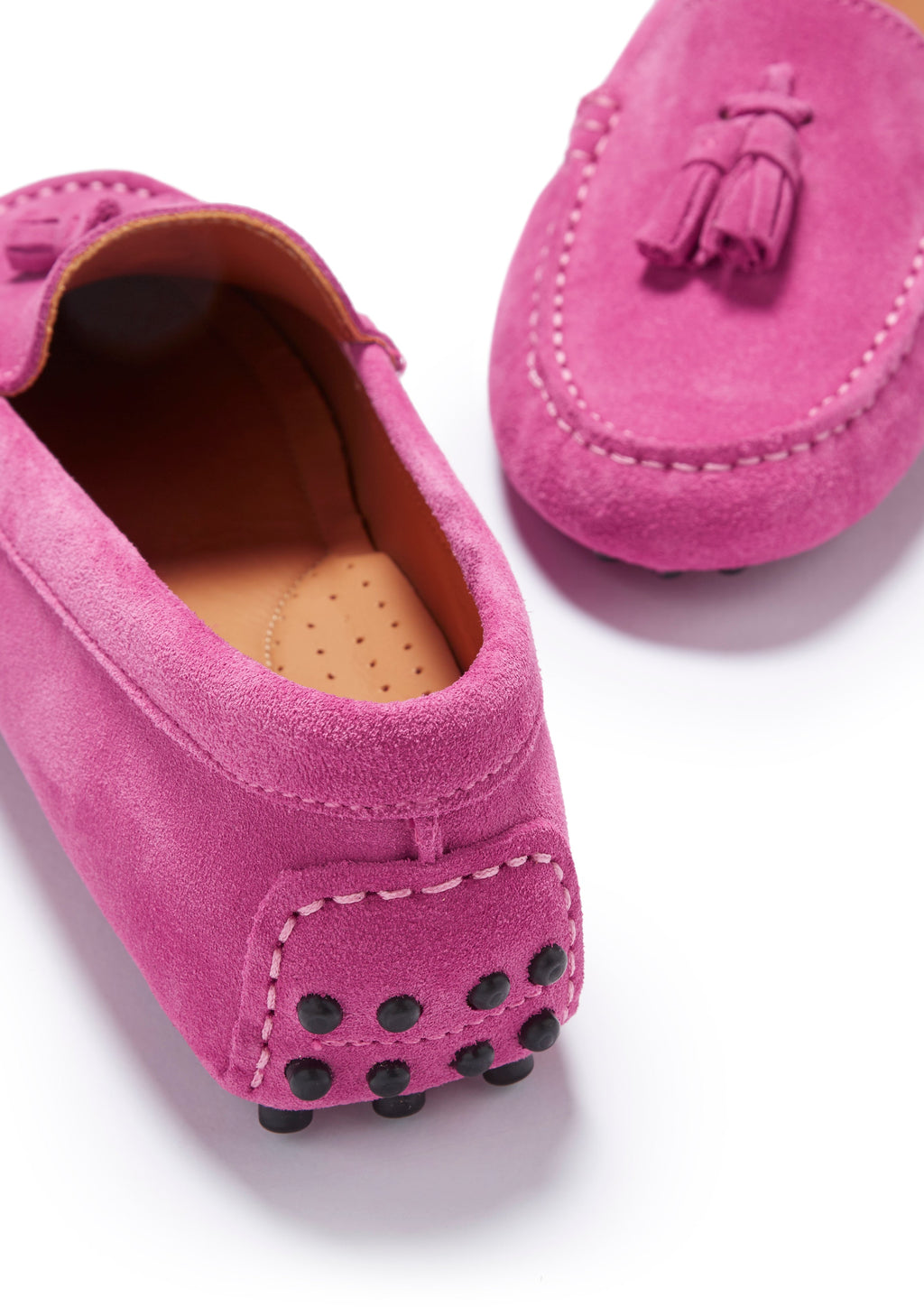 Women's Pink Suede Tasselled Driving Loafers