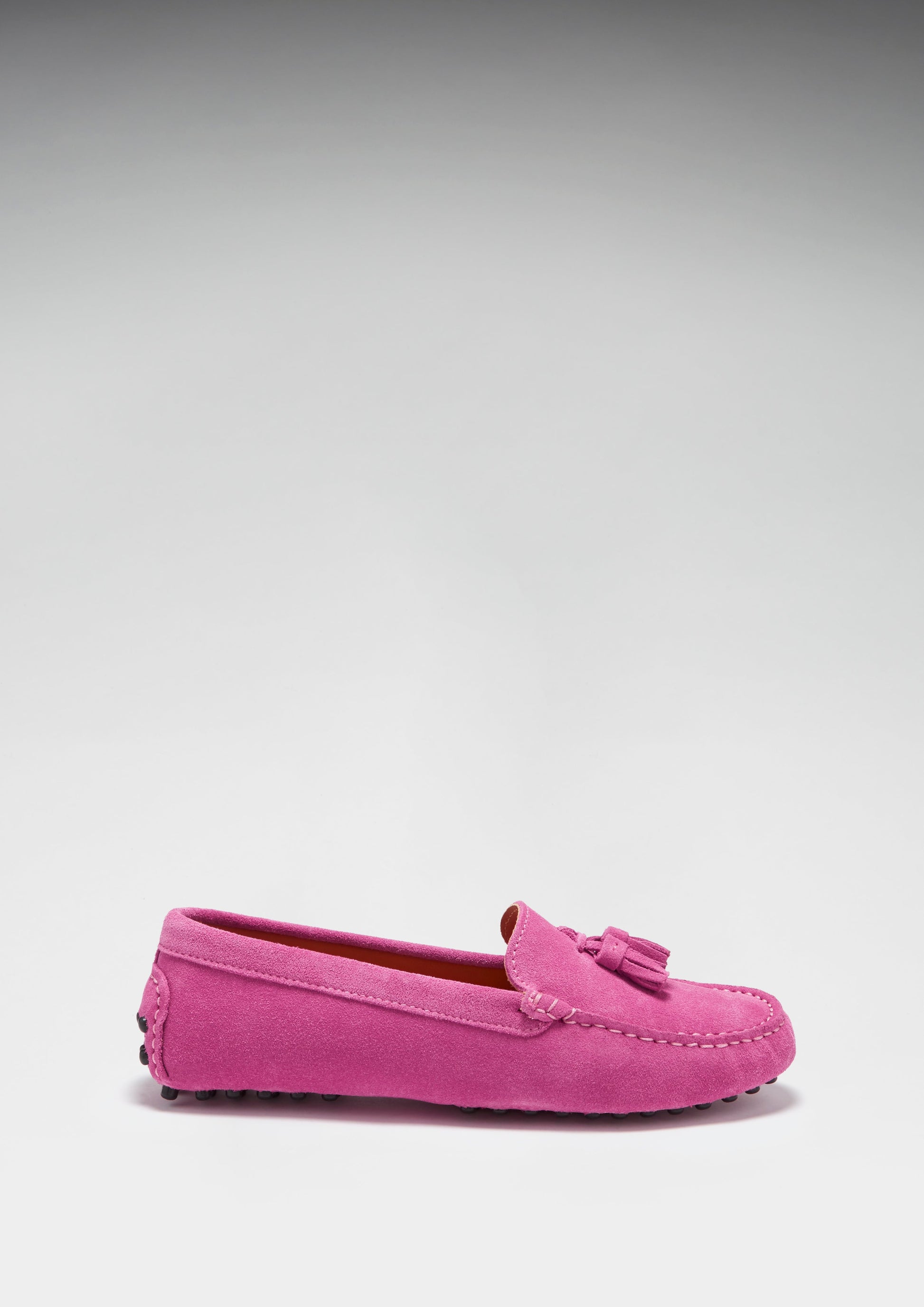Women's Pink Suede Tasselled Driving Loafers