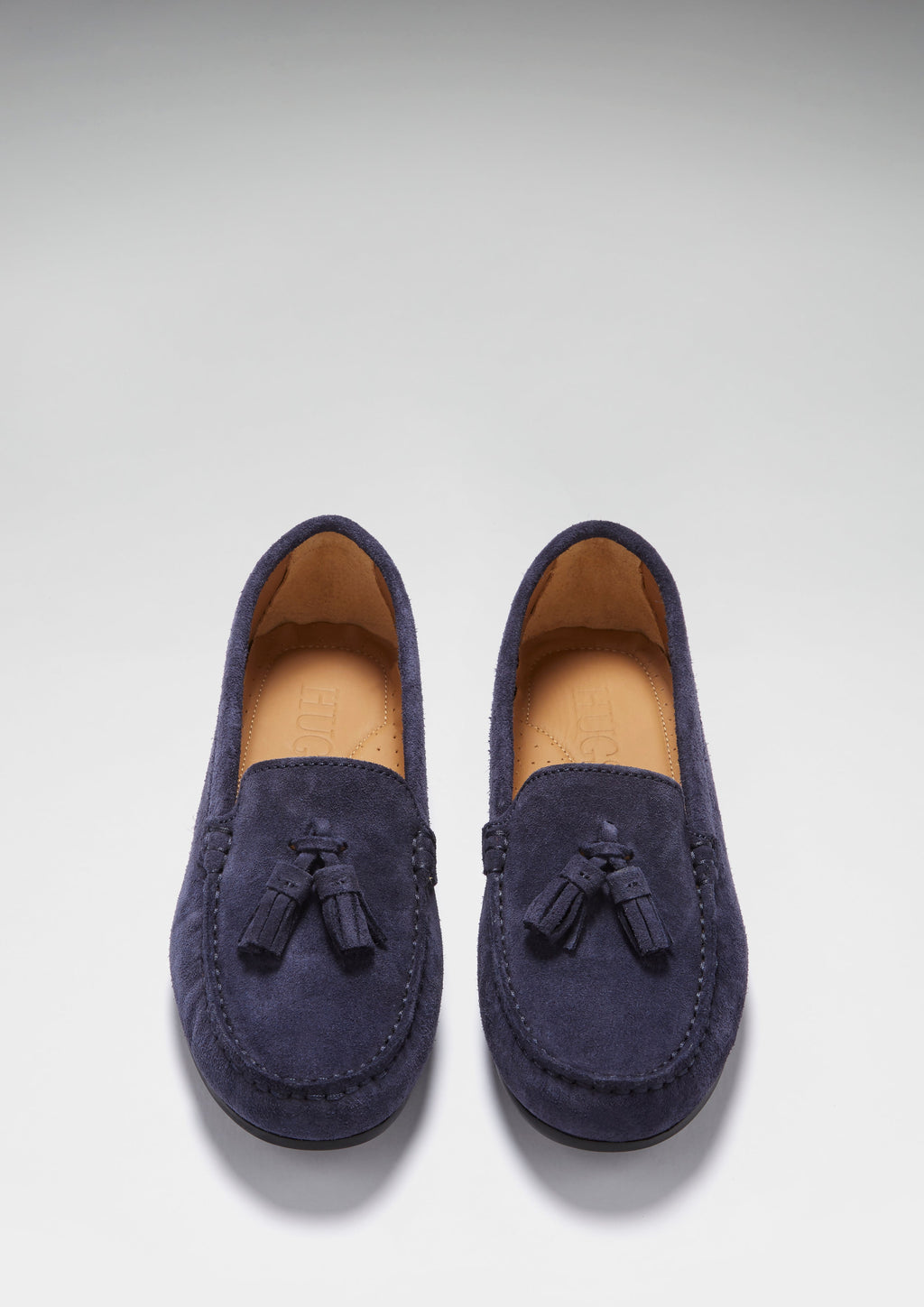 Women's Navy Suede Tasselled Driving Loafers with Rubber Sole