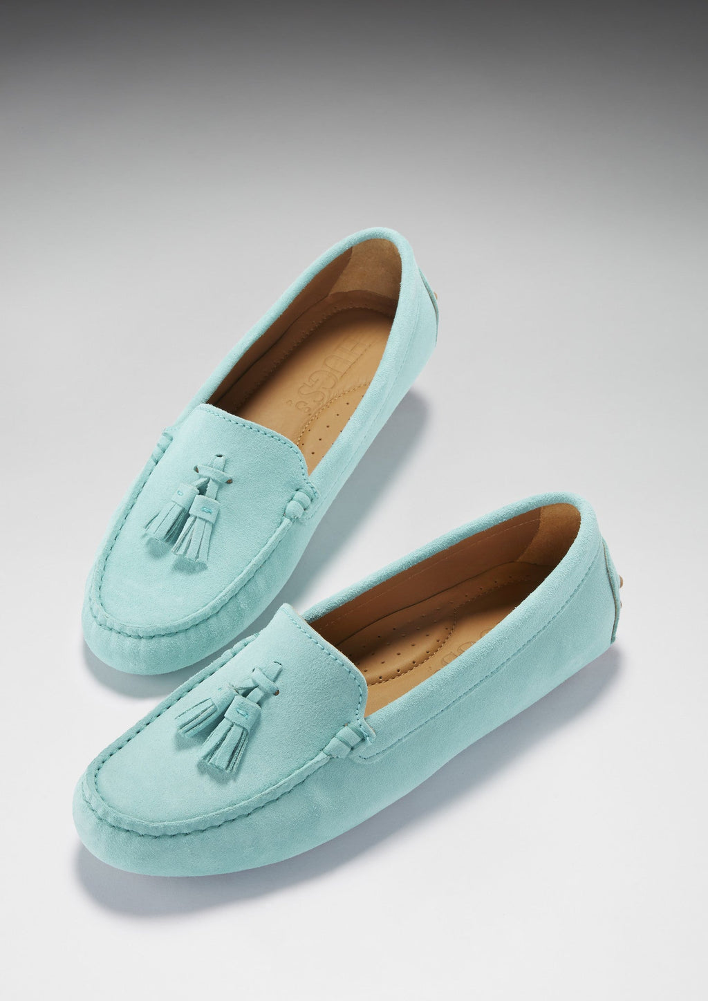 Women's Aqua Suede Tasselled Driving Loafers
