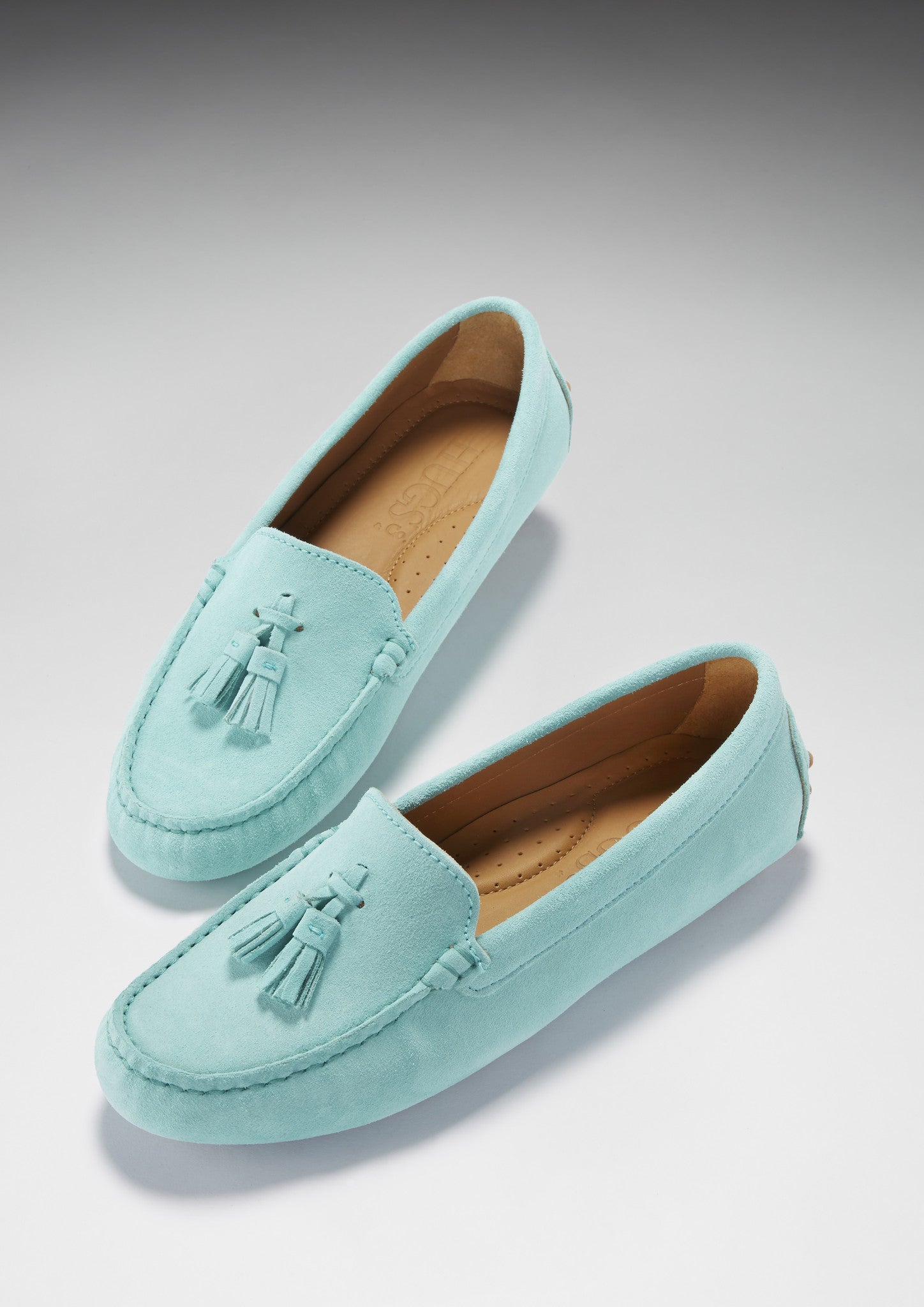 Women's Aqua Suede Tasselled Driving Loafers