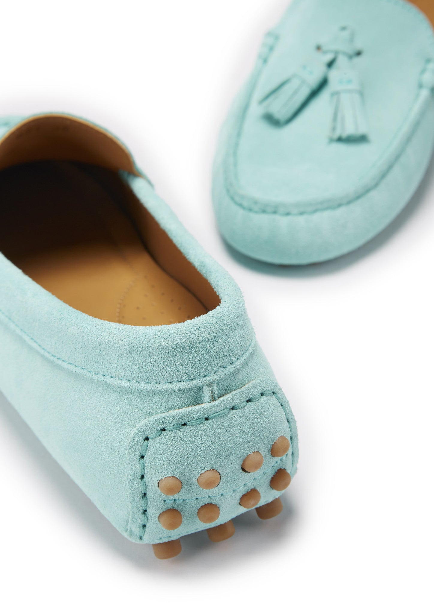Women's Aqua Suede Tasselled Driving Loafers