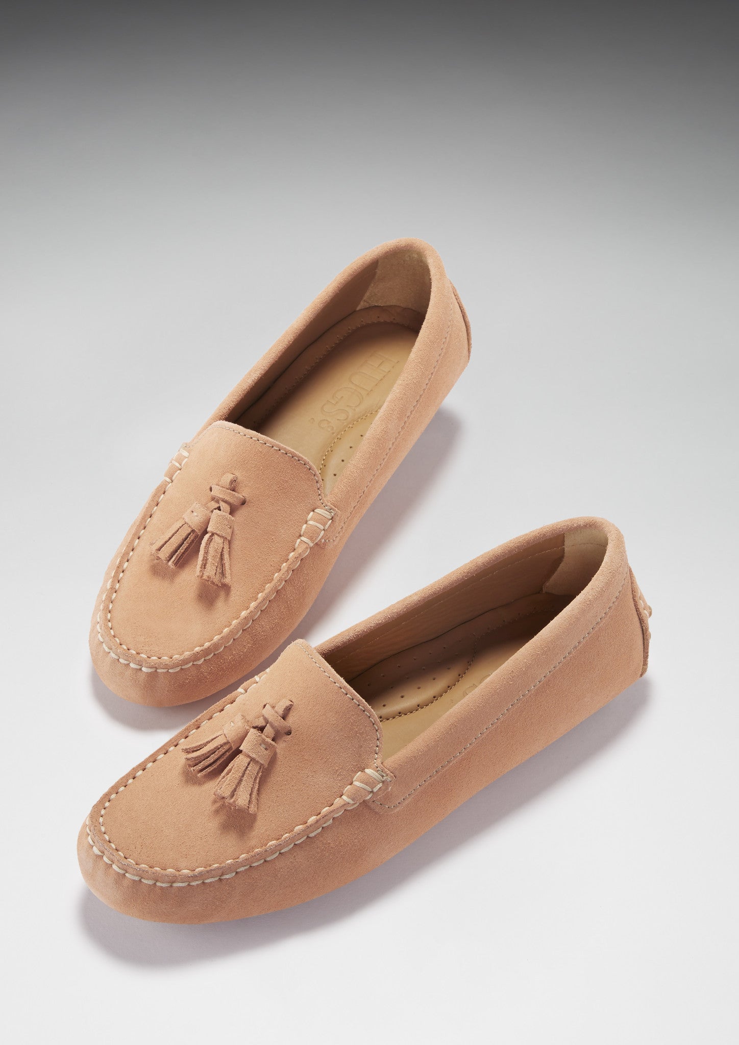 Women's Peach Suede Tasselled Driving Loafers