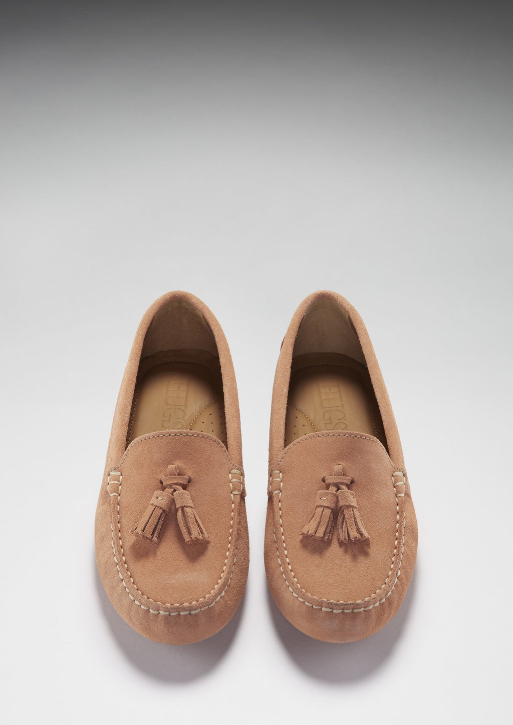 Women's Peach Suede Tasselled Driving Loafers