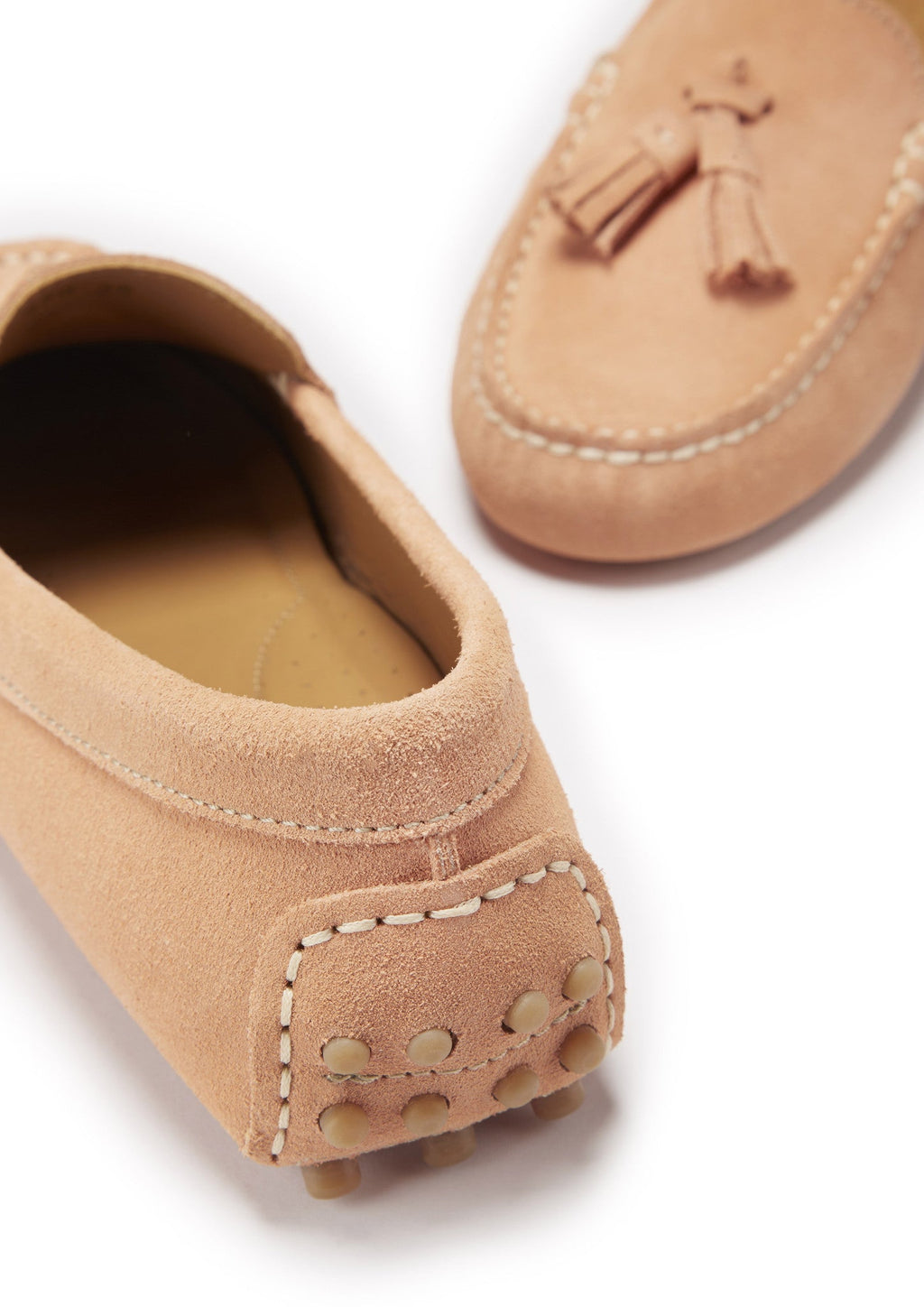 Women's Peach Suede Tasselled Driving Loafers