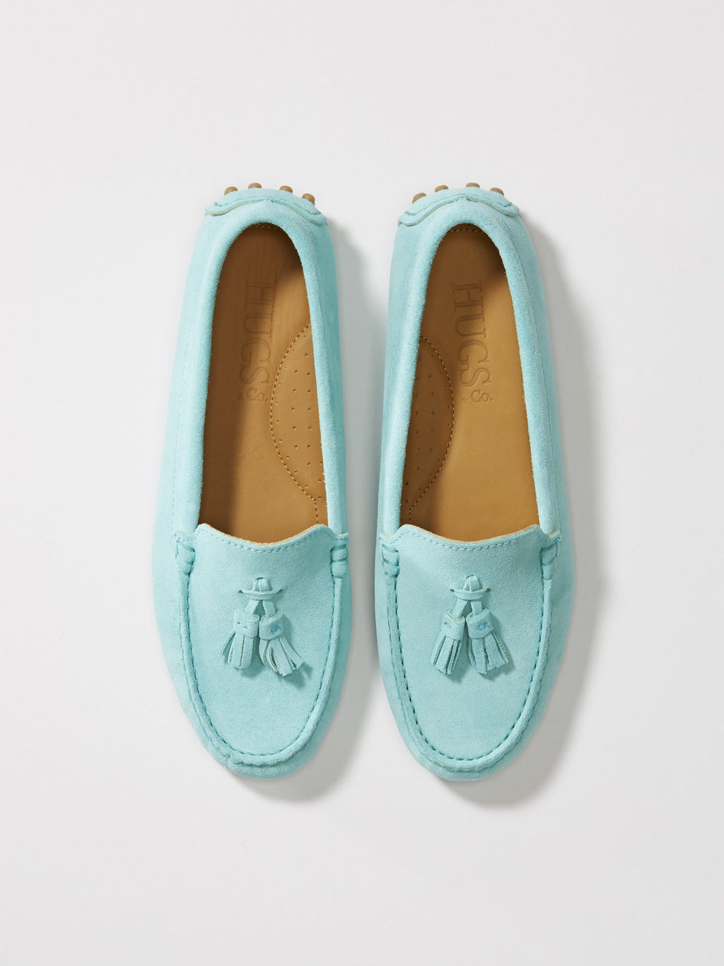 Women's Aqua Suede Tasselled Driving Loafers