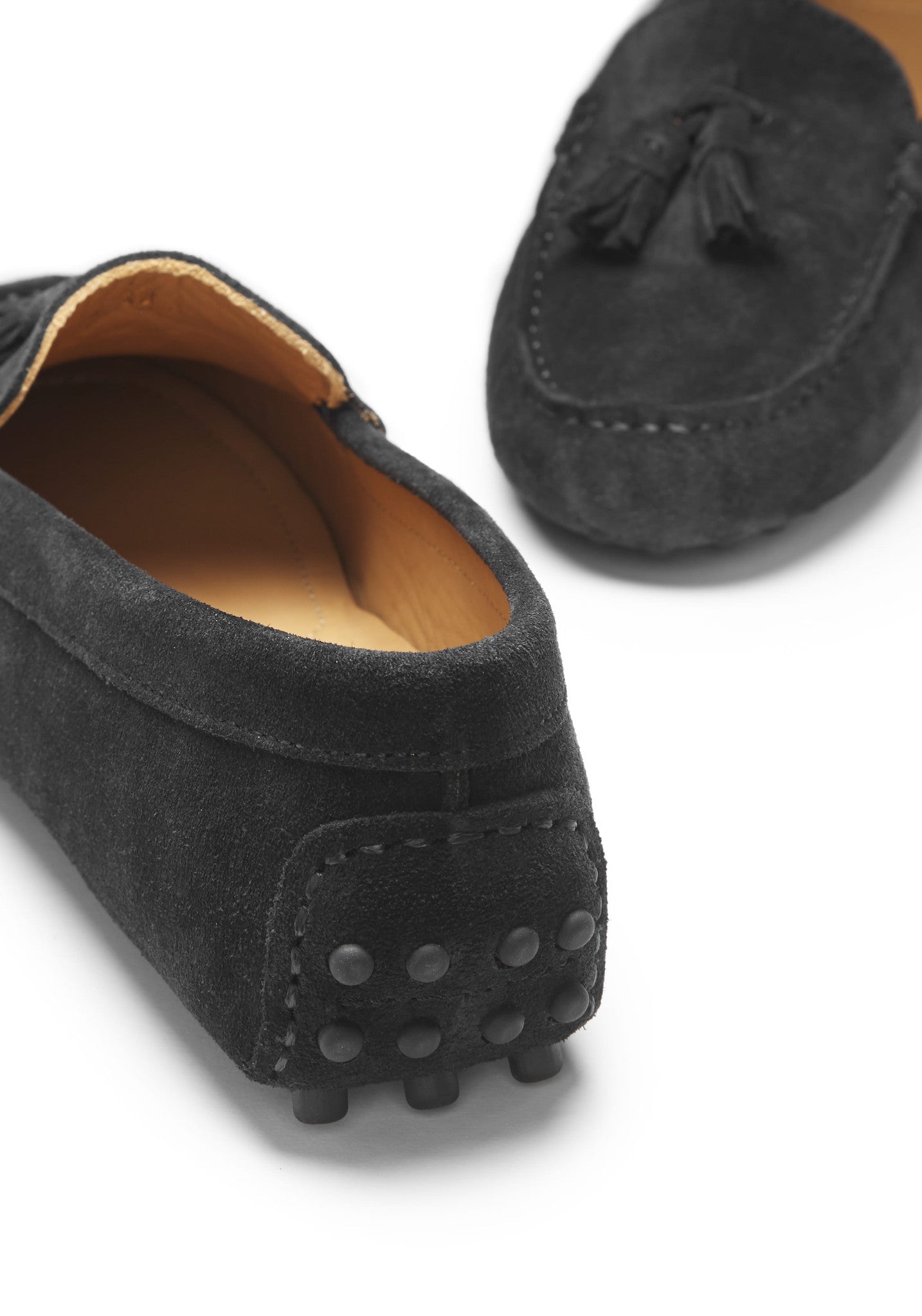 Women's Black Suede Tasselled Driving Loafers