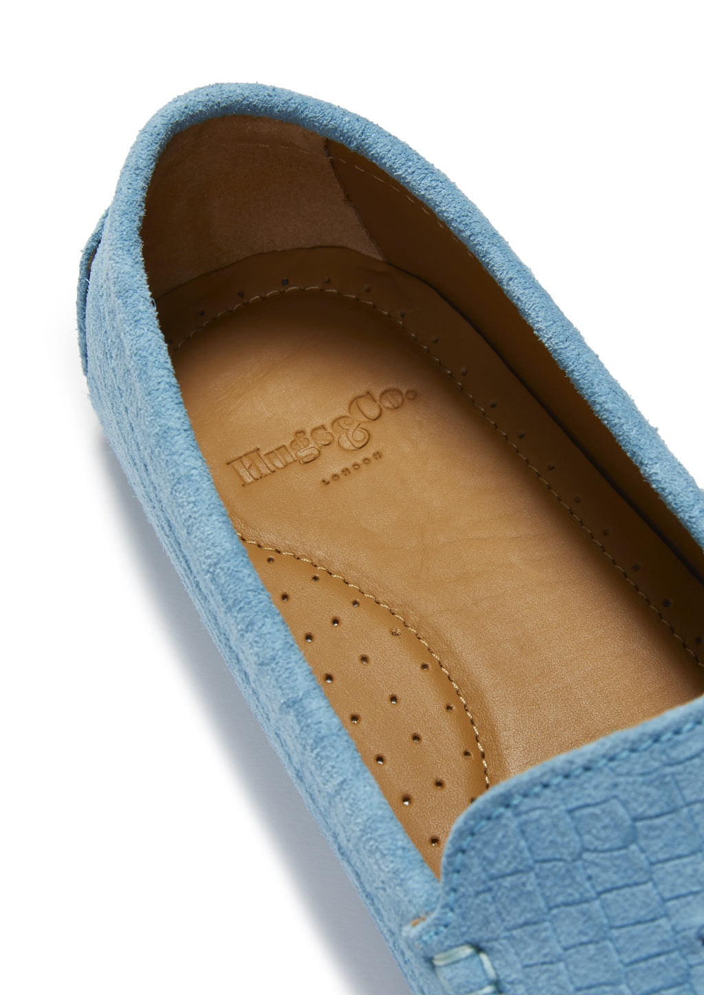 Women's Blue Tasselled Driving Loafers in Embossed Suede
