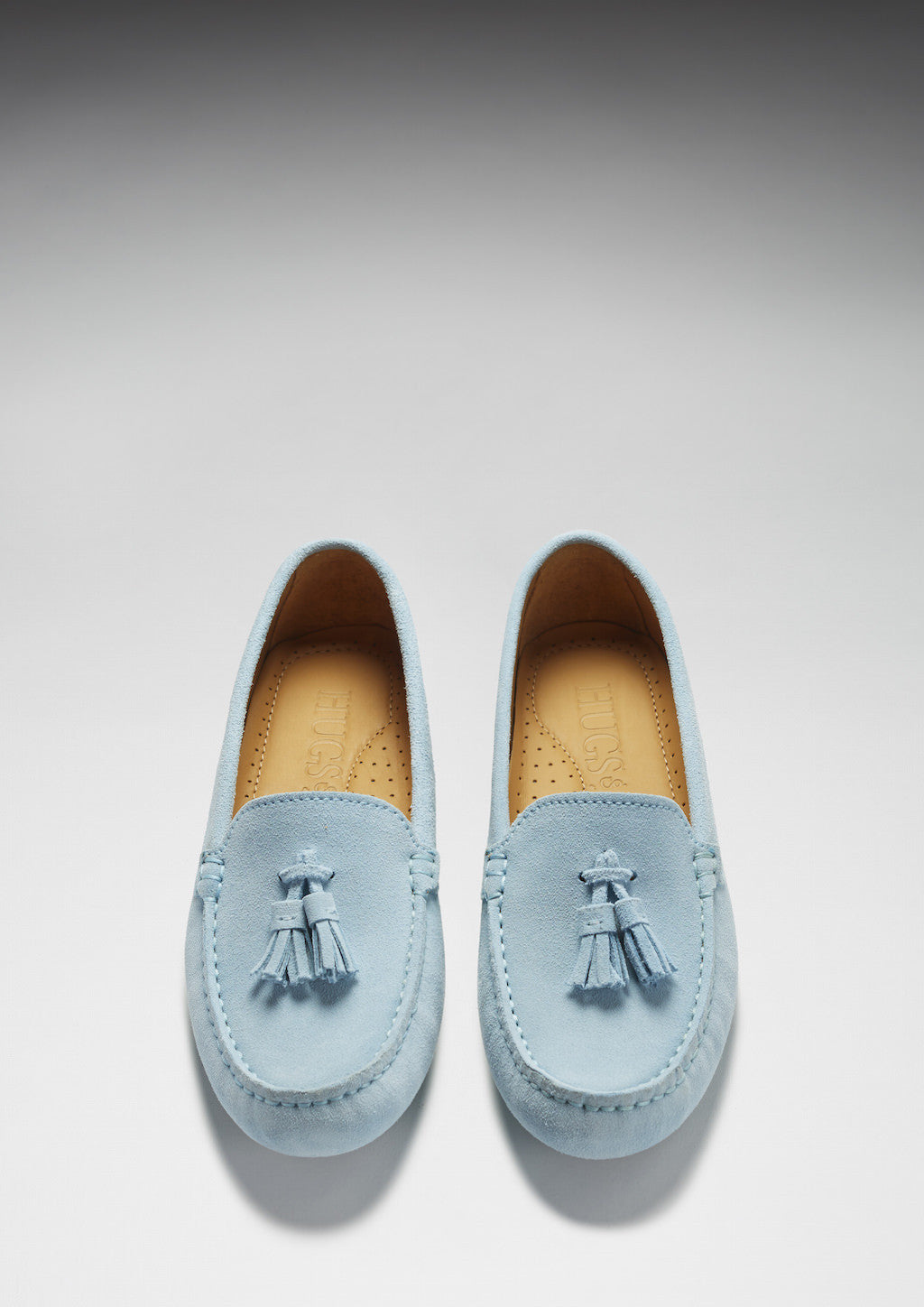 Women's Sky Blue Suede Tasselled Driving Loafers