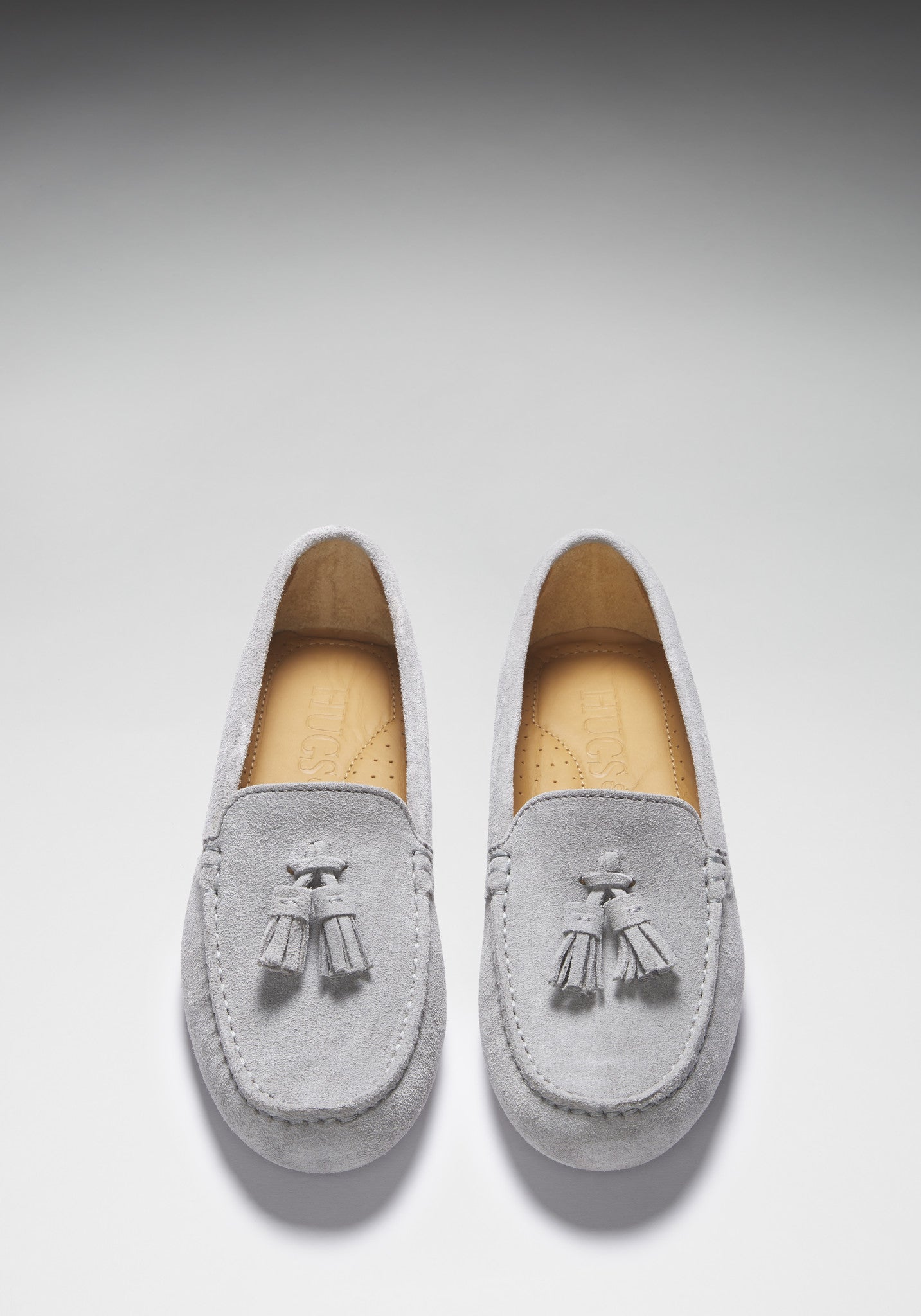 Women's Dove Grey Tasselled Driving Loafers in Suede