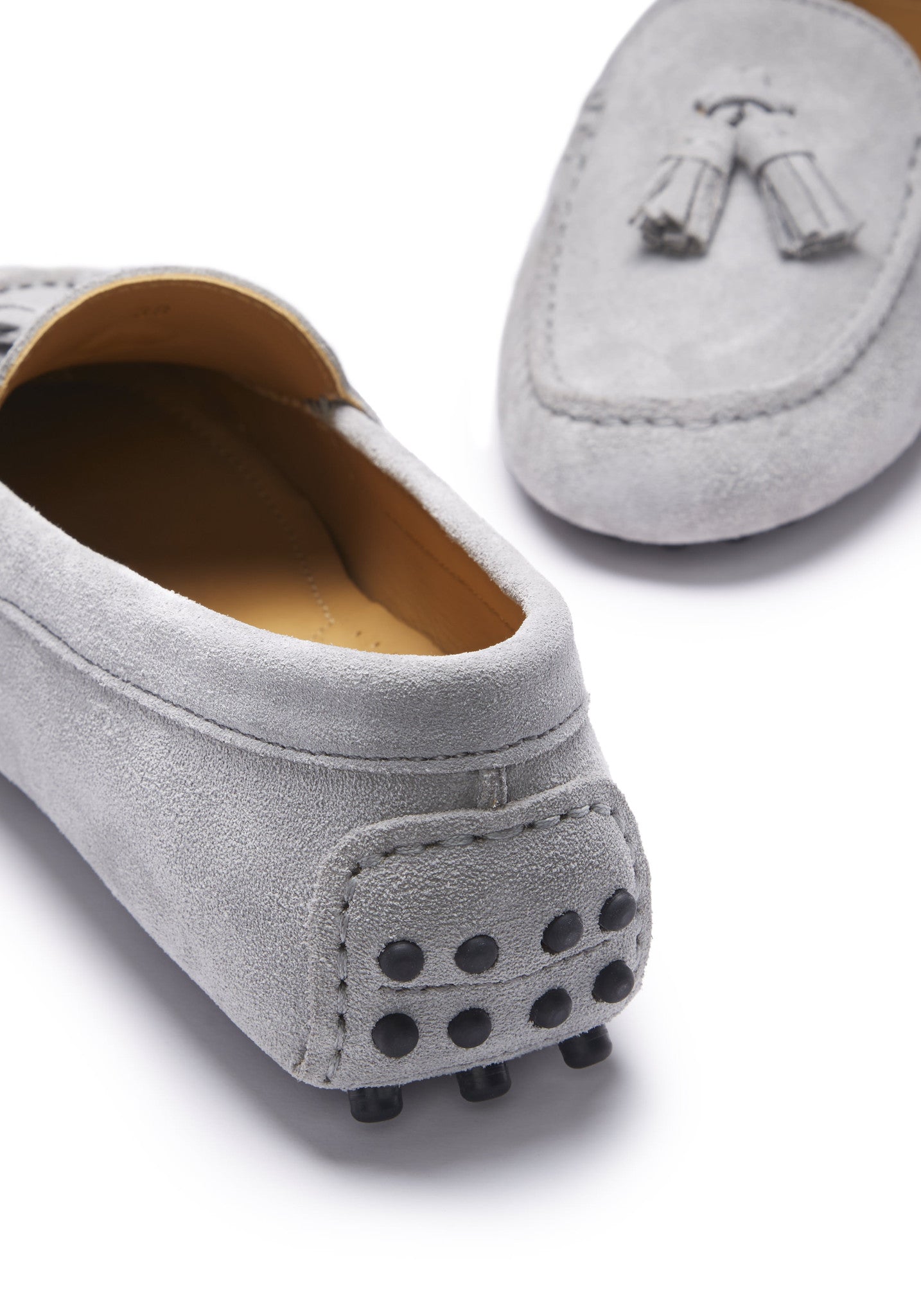 Women's Dove Grey Tasselled Driving Loafers in Suede