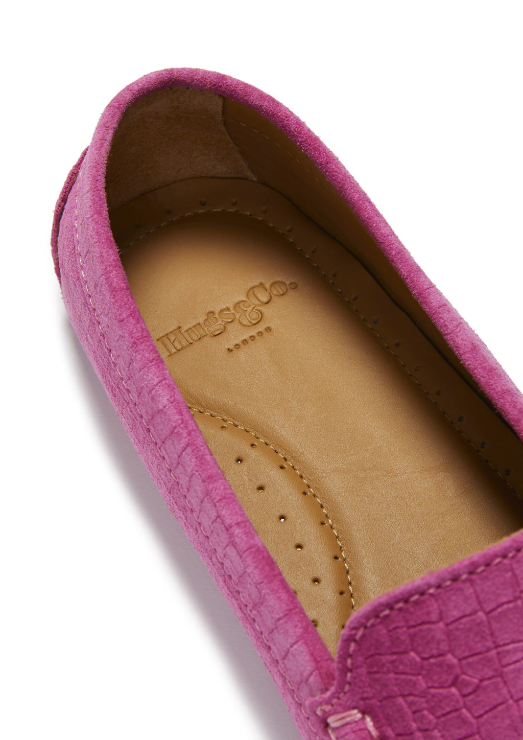 Women's Pink Suede Tasselled Driving Loafers with Gecko Print