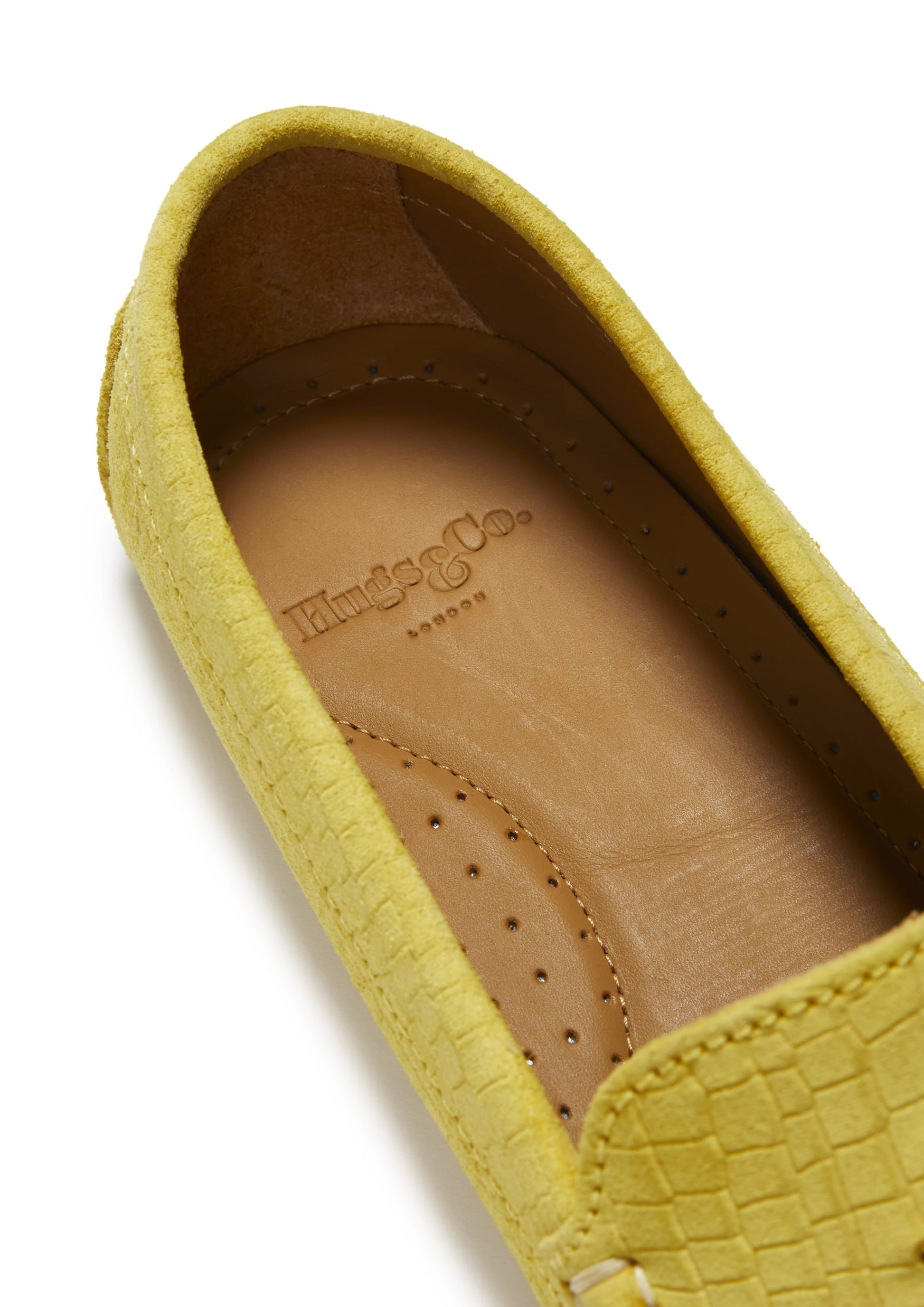 Women's Yellow Suede Driving Loafers with Gecko Print